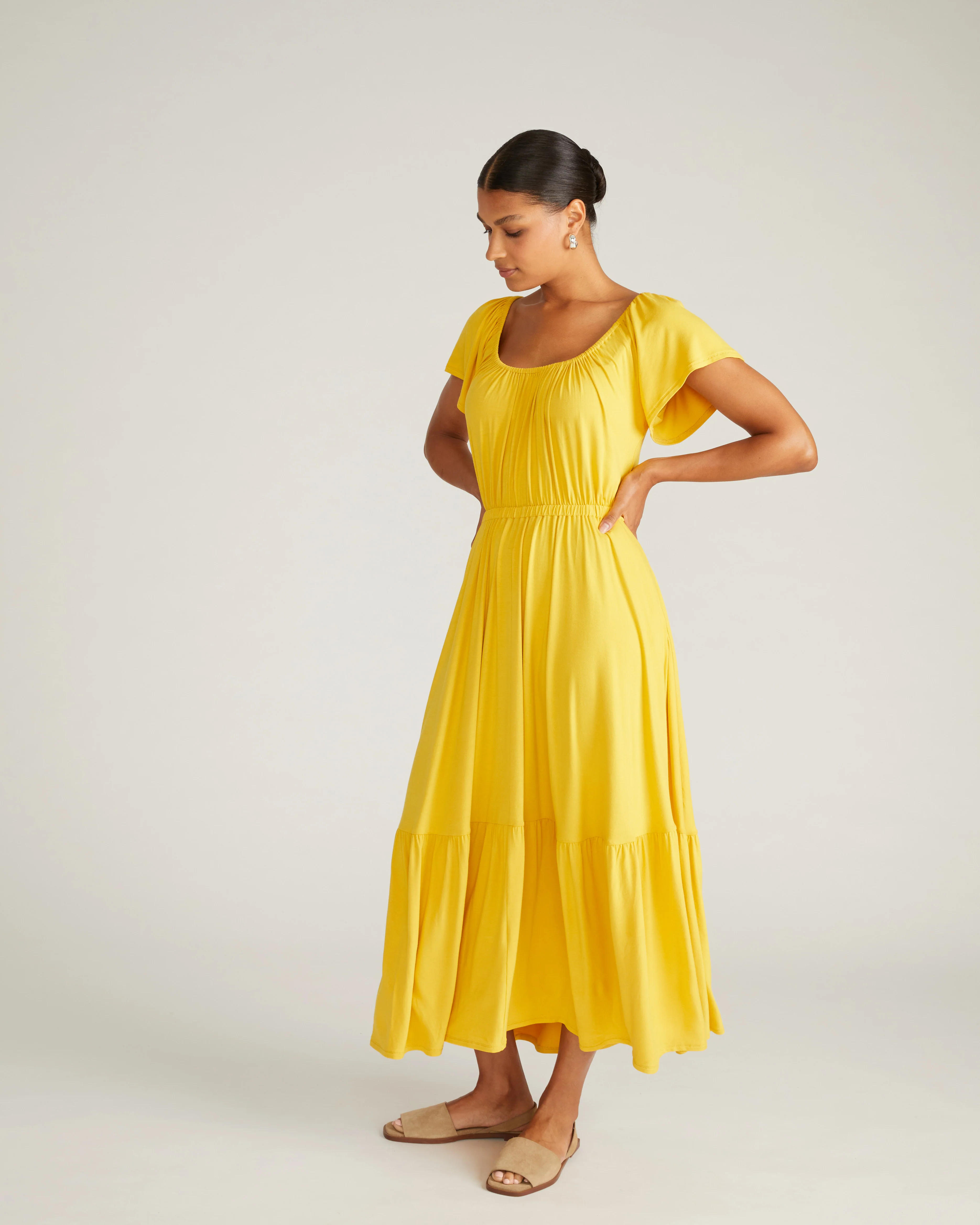 Kahlo Liquid Jersey Dress - Golden Hour - Image 5