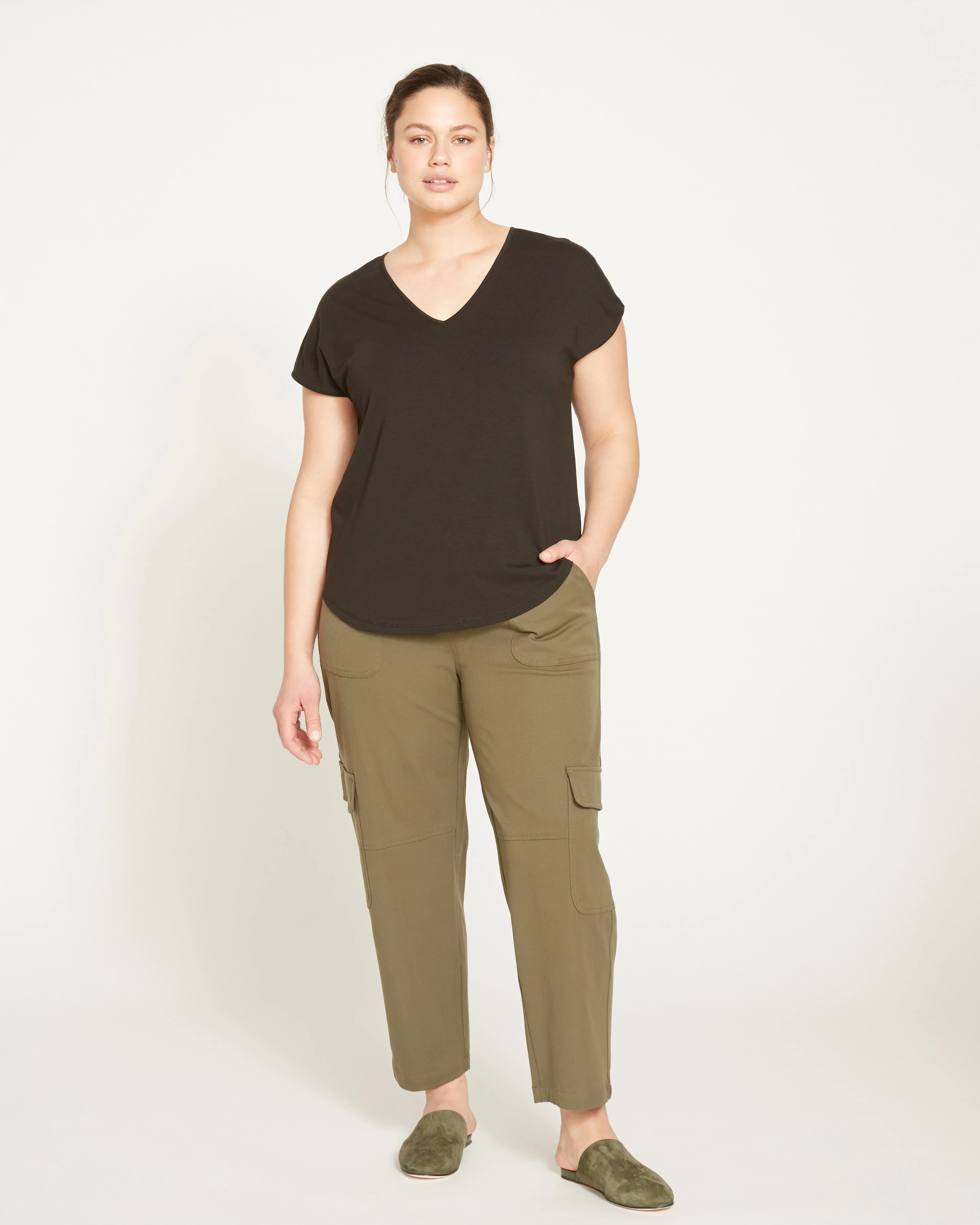 Karlee Stretch Cotton Twill Cargo Pants - Ivy - Image 4