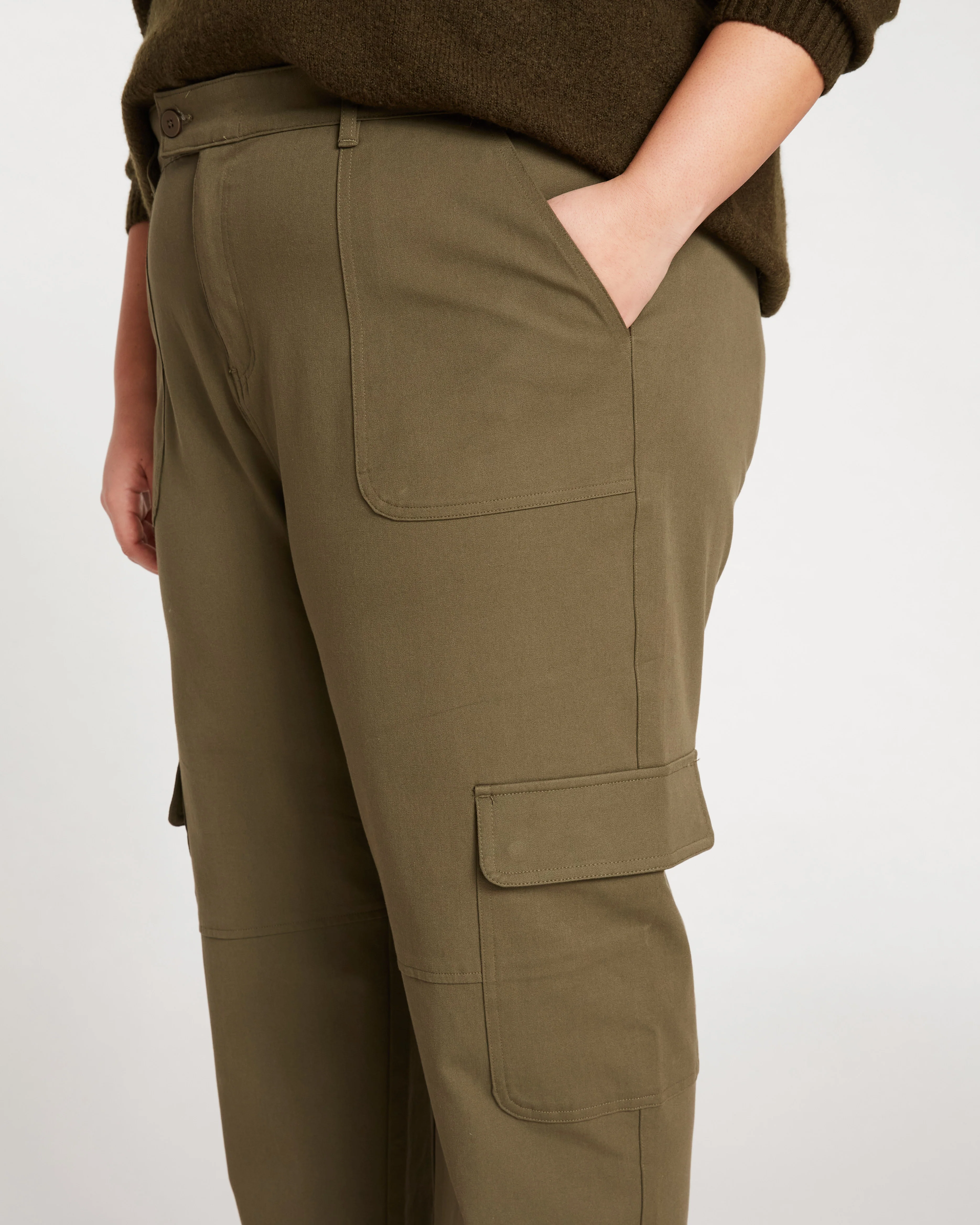 Karlee Stretch Cotton Twill Cargo Pants - Ivy - Image 8