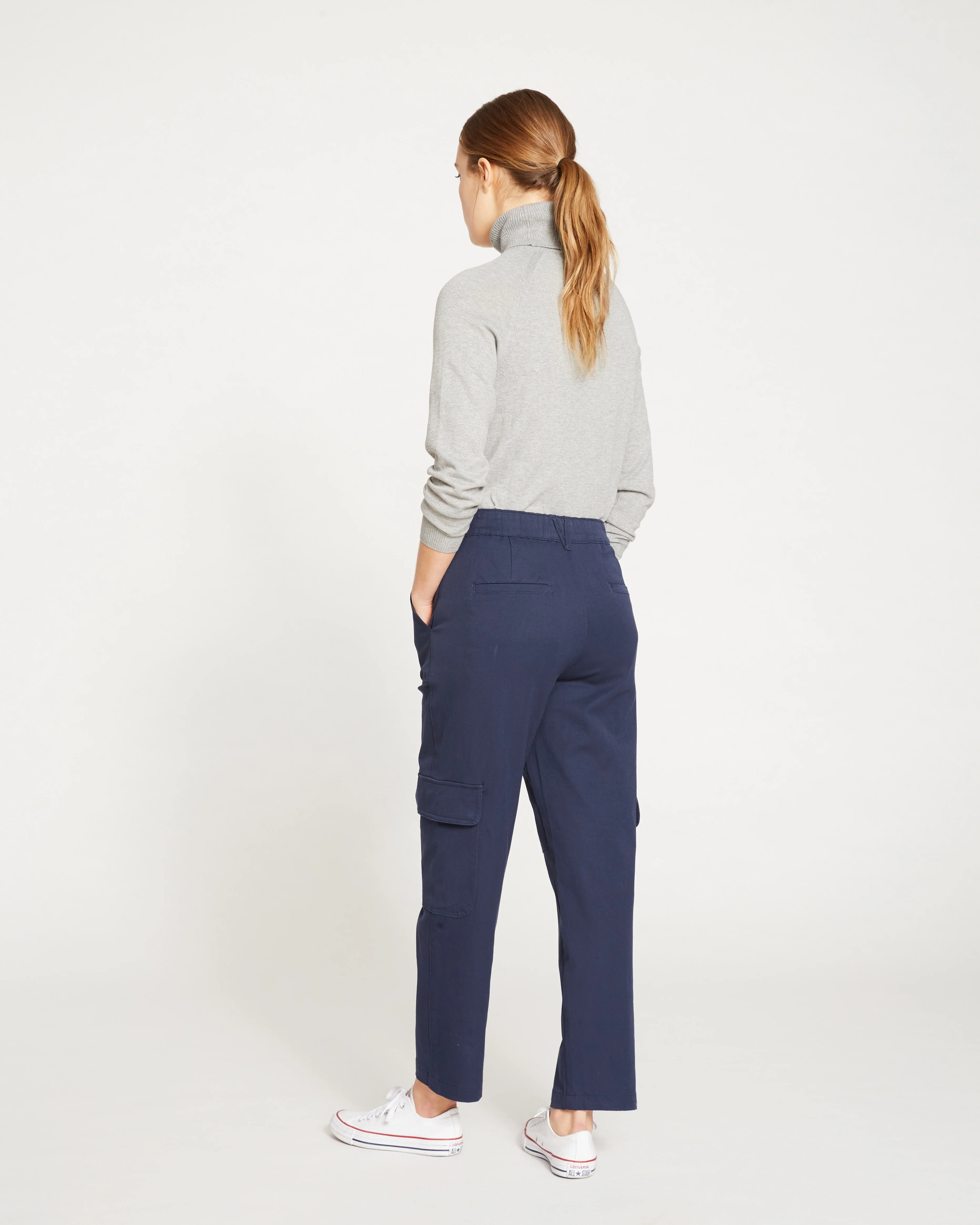 Karlee Stretch Cotton Twill Cargo Pants - Navy - Image 5