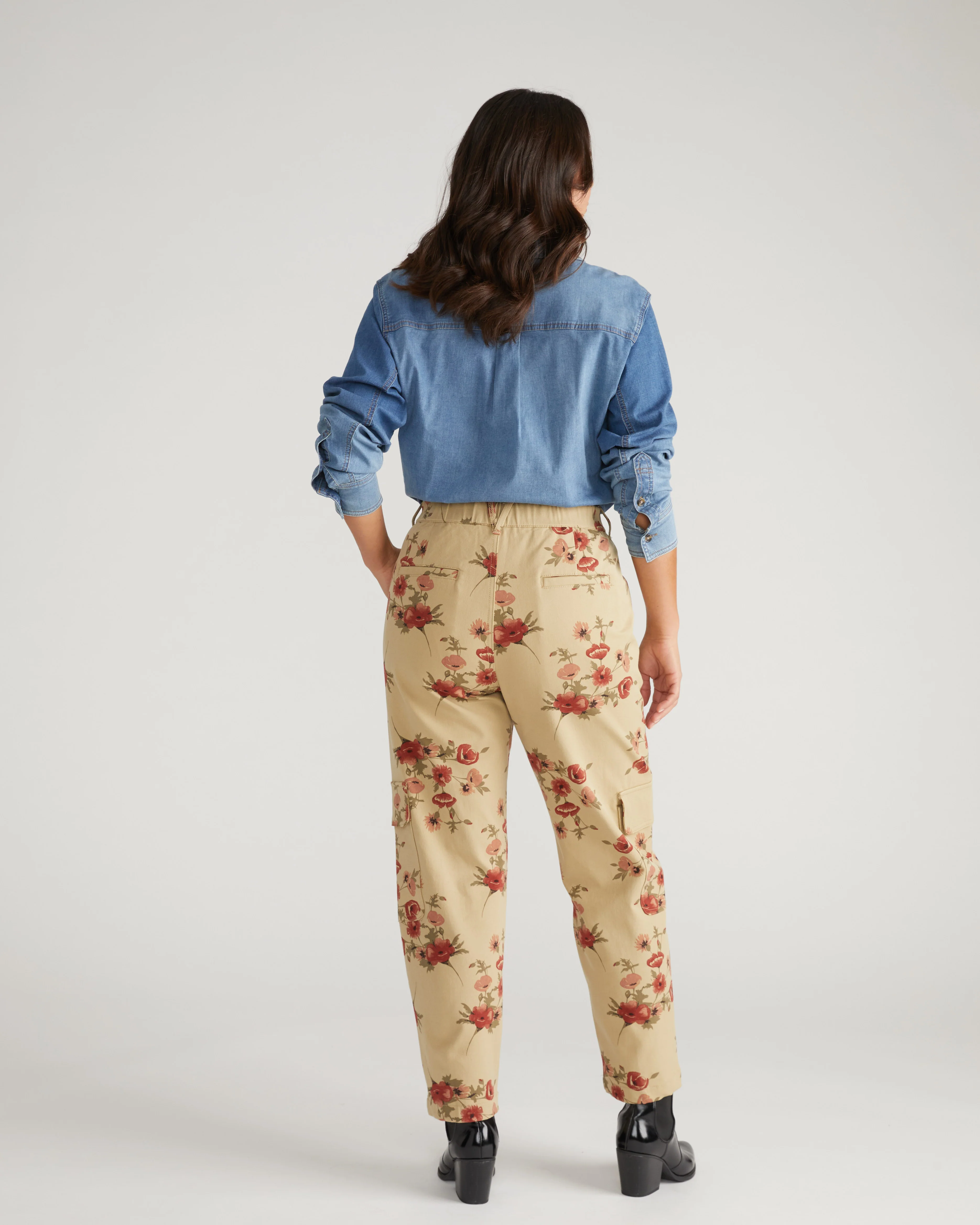Karlee Stretch Cotton Twill Cargo Pants - Wild Flower Bouquet Print - Image 6