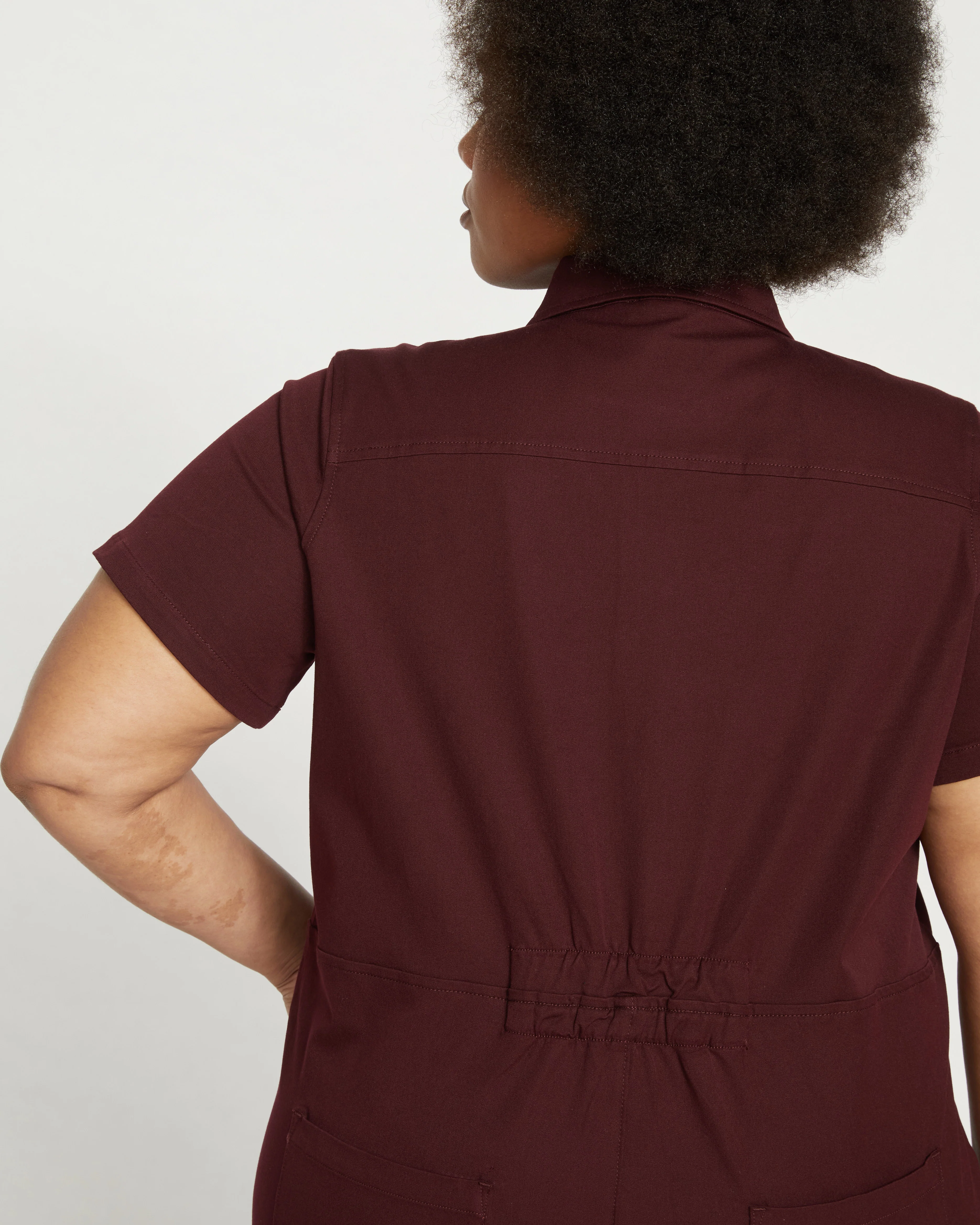 Kate Stretch Cotton Twill Jumpsuit - Black Cherry - Image 6