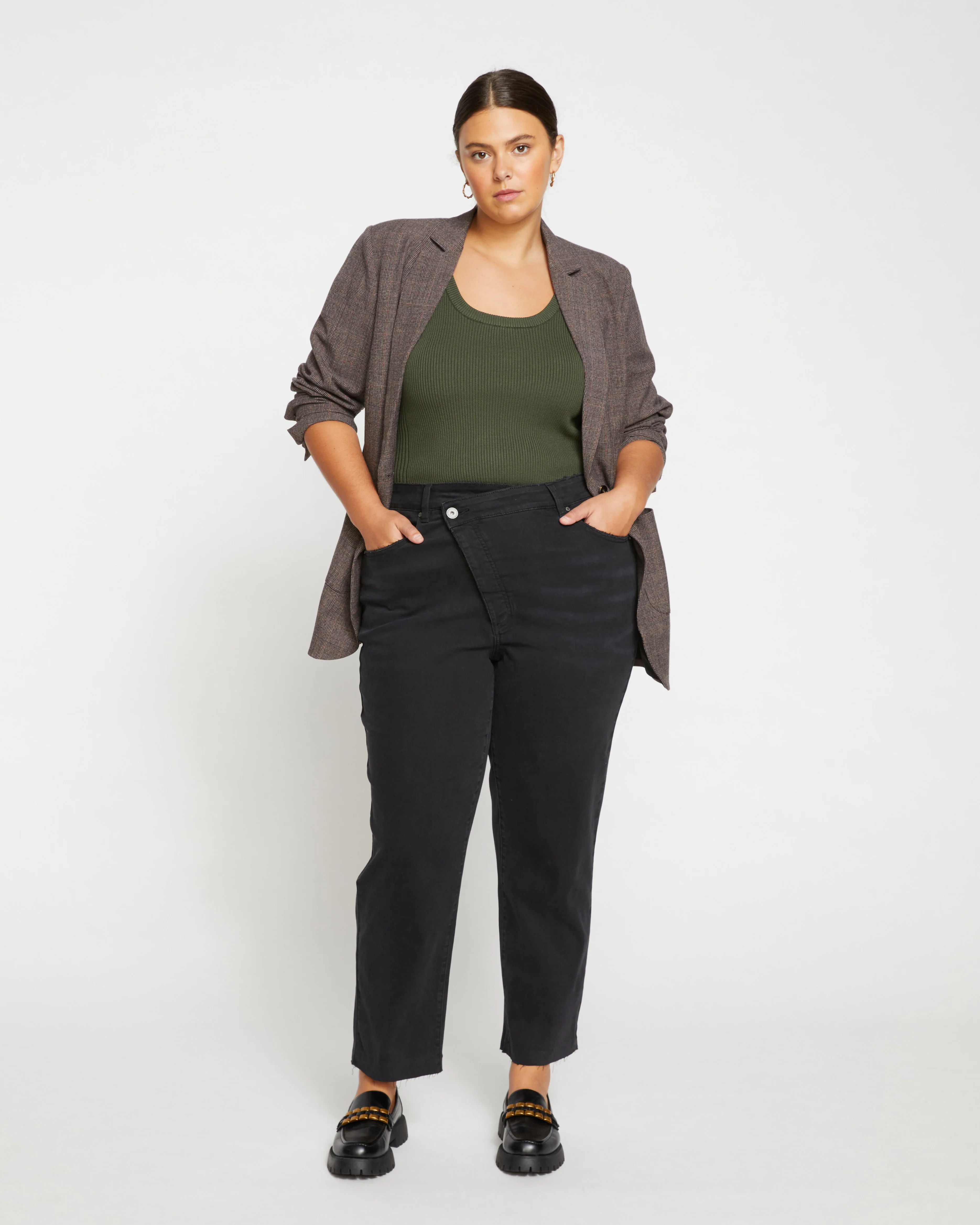 Katie High Rise Crossover Jeans - Broken Black - Image 2