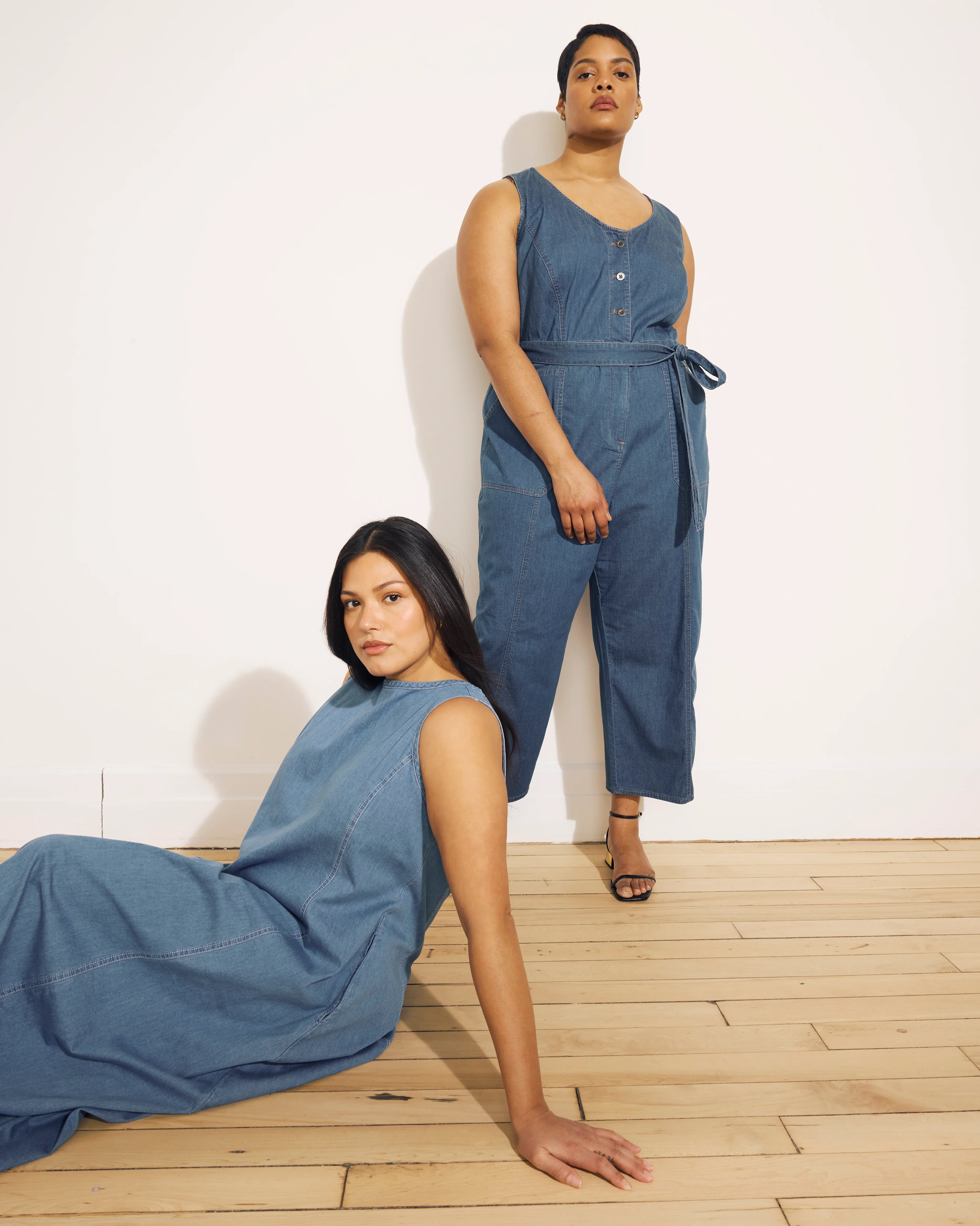 Kendra Cotton Chambray Tank Dress - Cove Blue - Image 2
