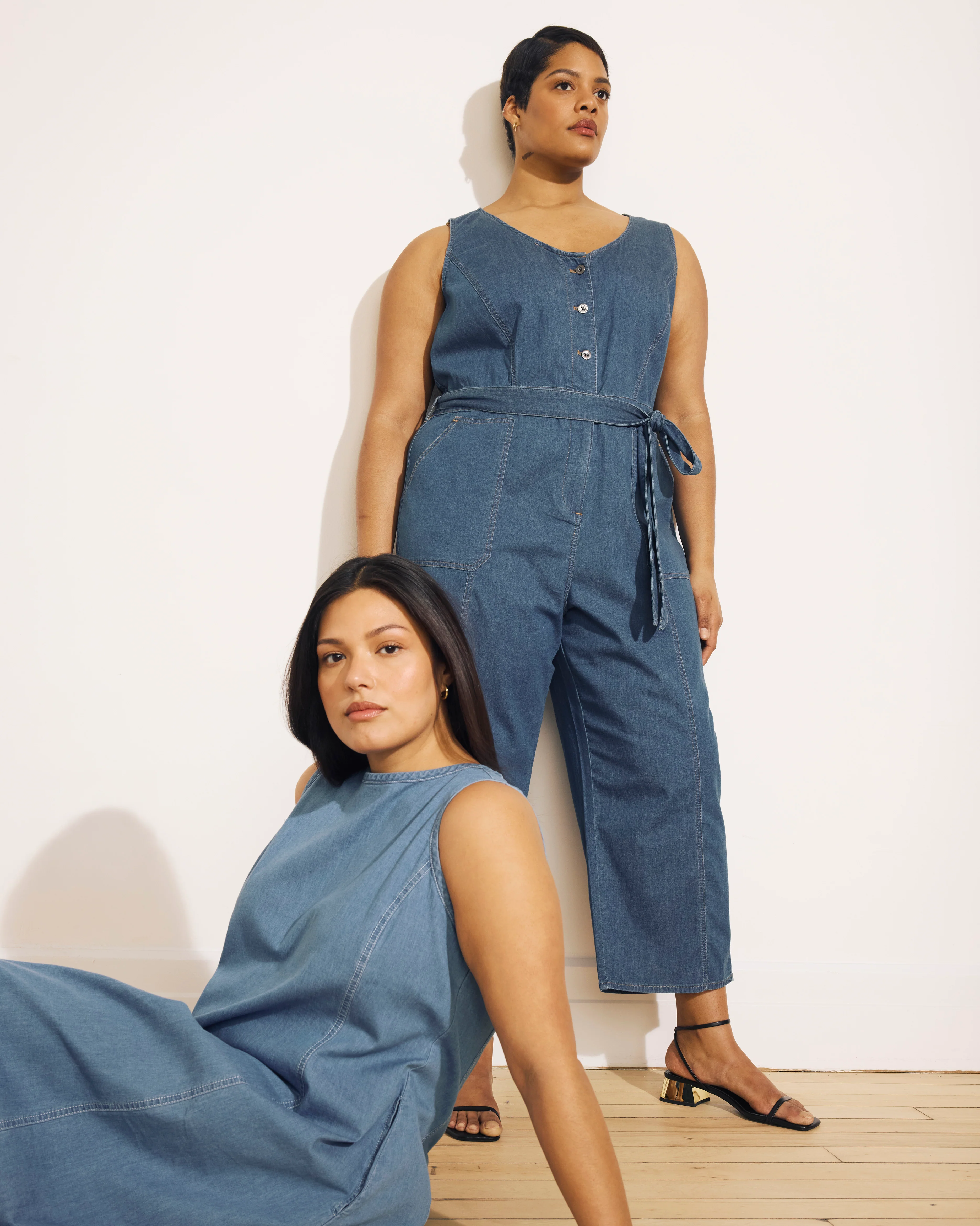 Kendra Cotton Chambray Tank Dress - Cove Blue - Image 3