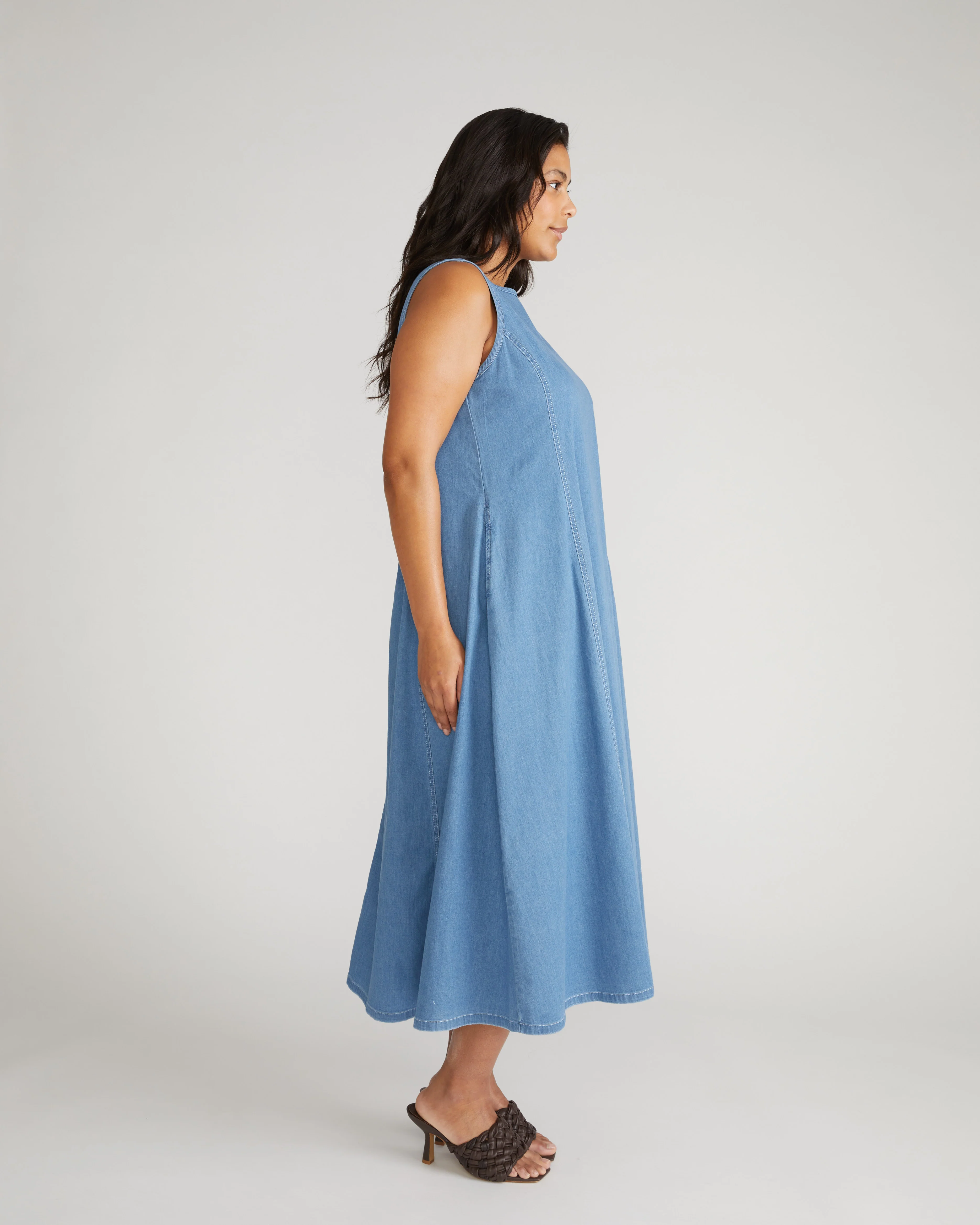 Kendra Cotton Chambray Tank Dress - Cove Blue - Image 4