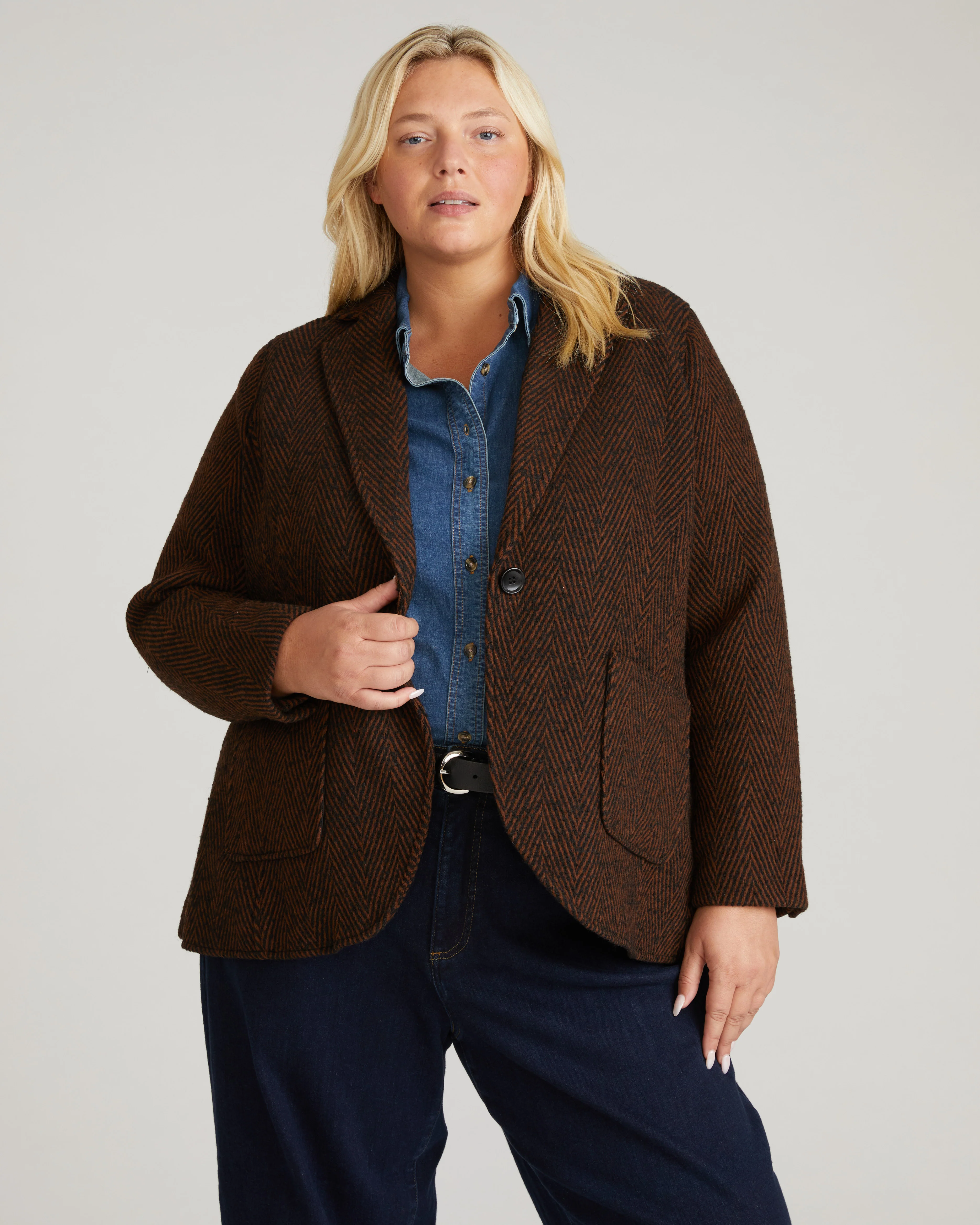 Kidjo Tailored Wool Jacket - Black/Brown Herringbone - Image 6