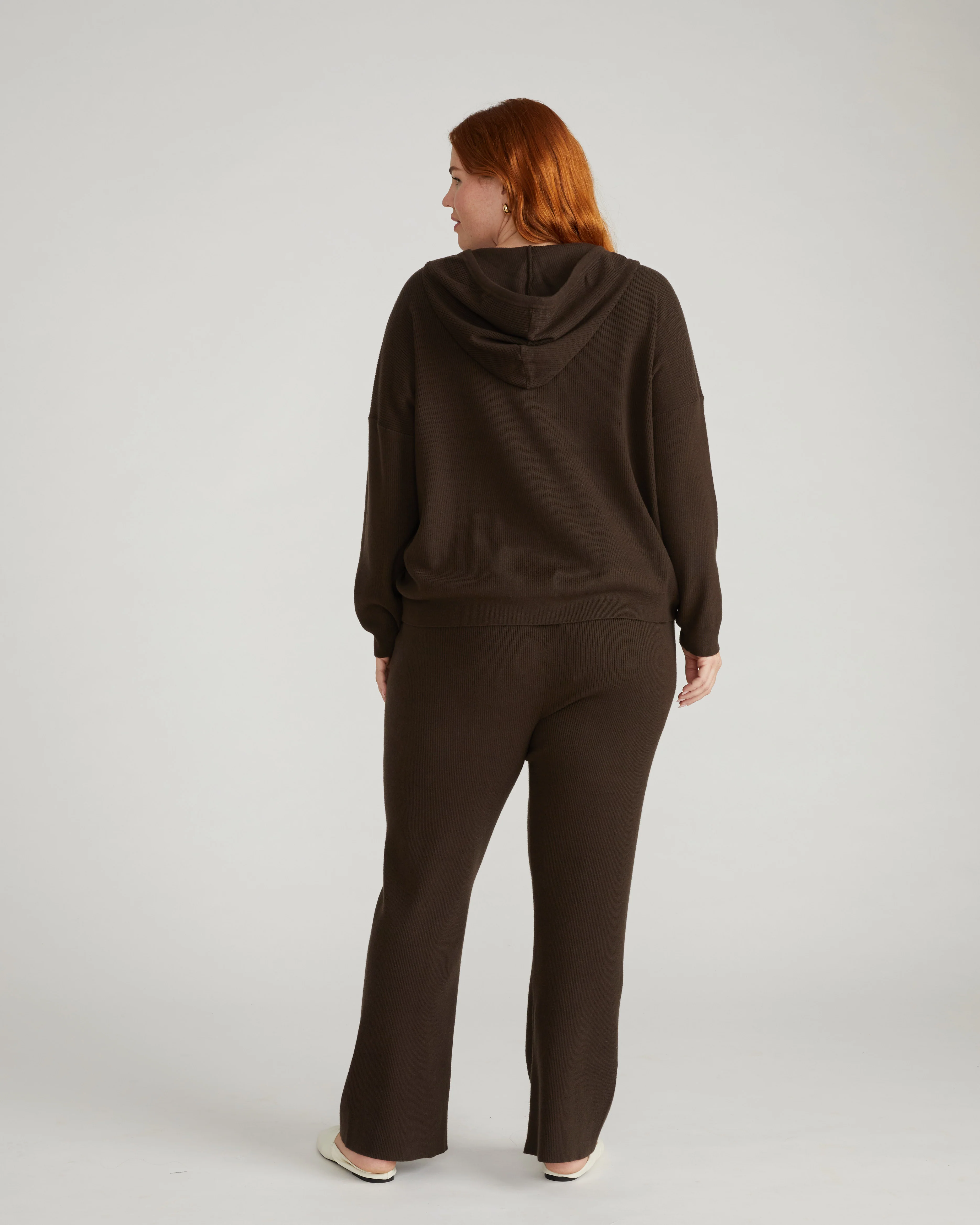 Knitted Mila Zip Hoodie - Espresso - Image 3