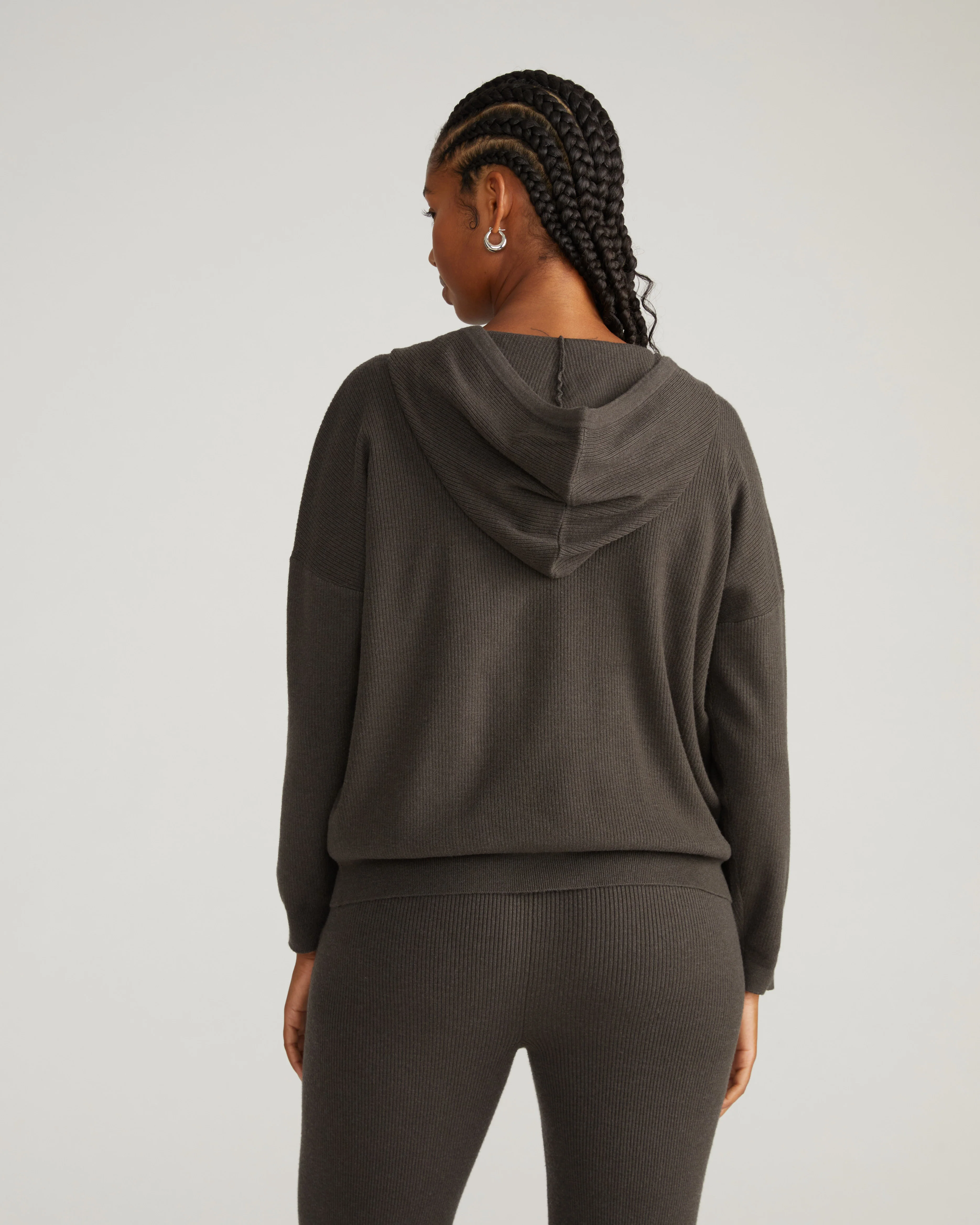 Knitted Mila Zip Hoodie - Graphite - Image 3