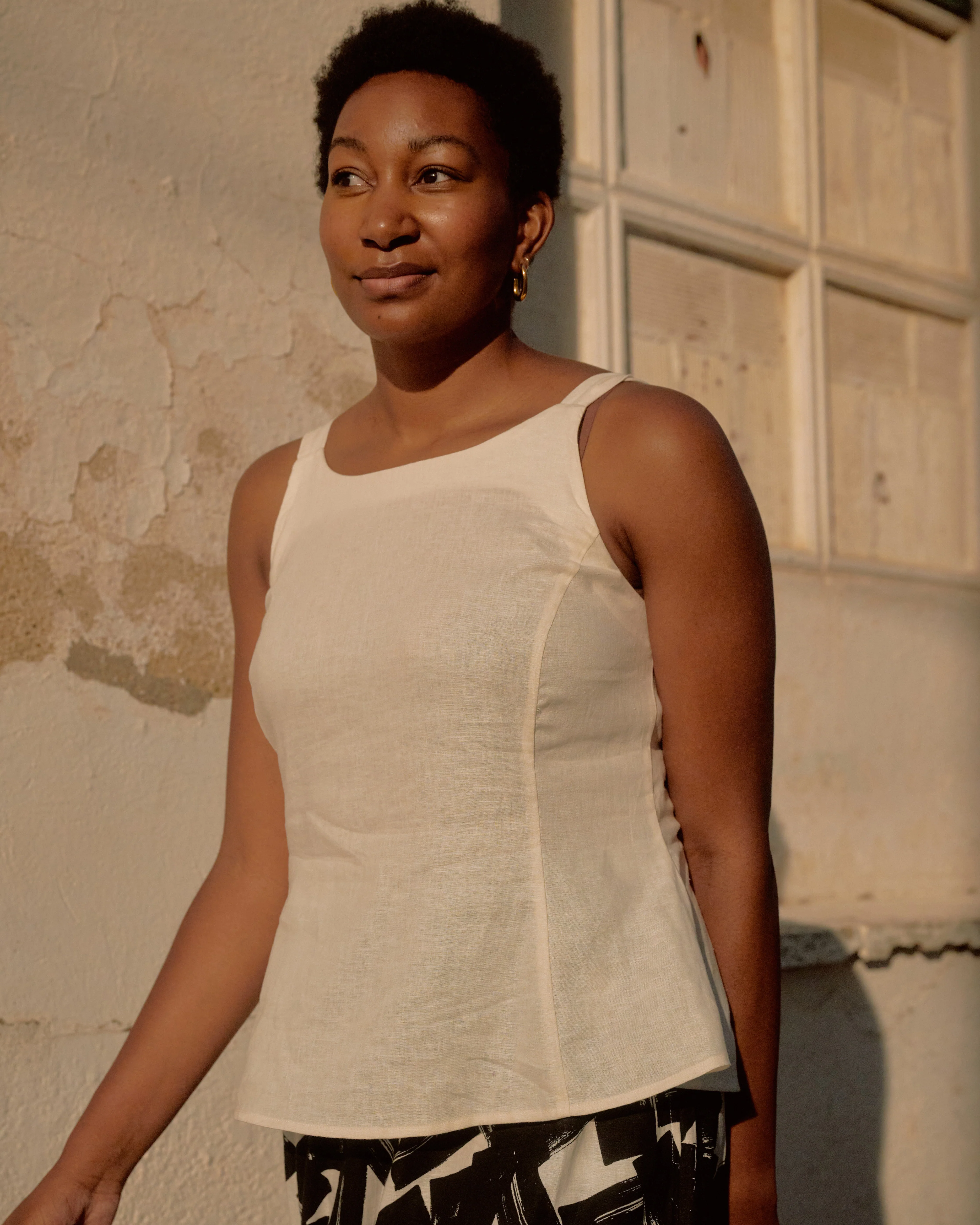 Kuki Sleeveless Linen Top - Natural White - Image 7