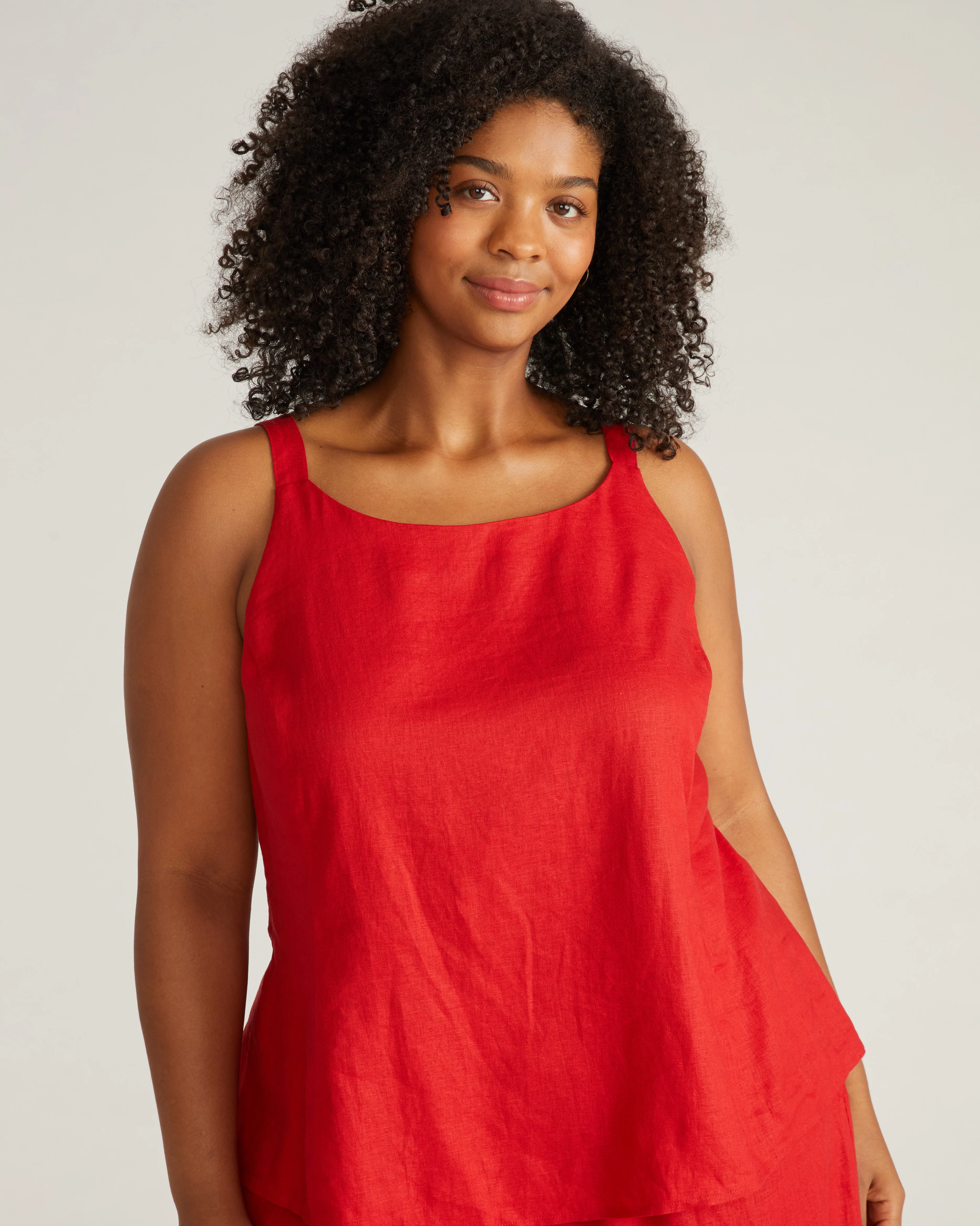 Kuki Sleeveless Linen Top - Ruby Red - Image 5