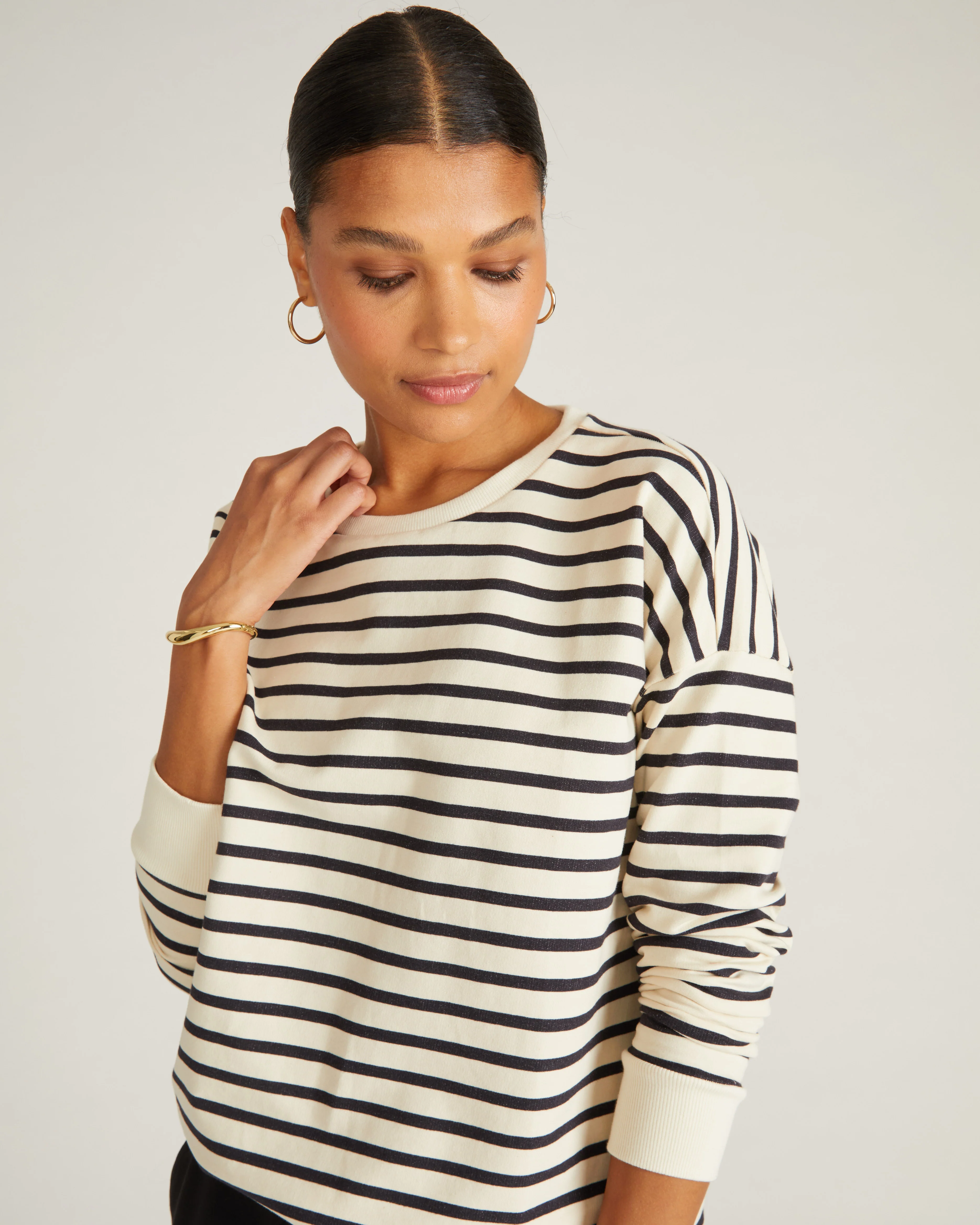 Lauren Classic Sweatshirt - Ecru/Black Stripe - Image 2