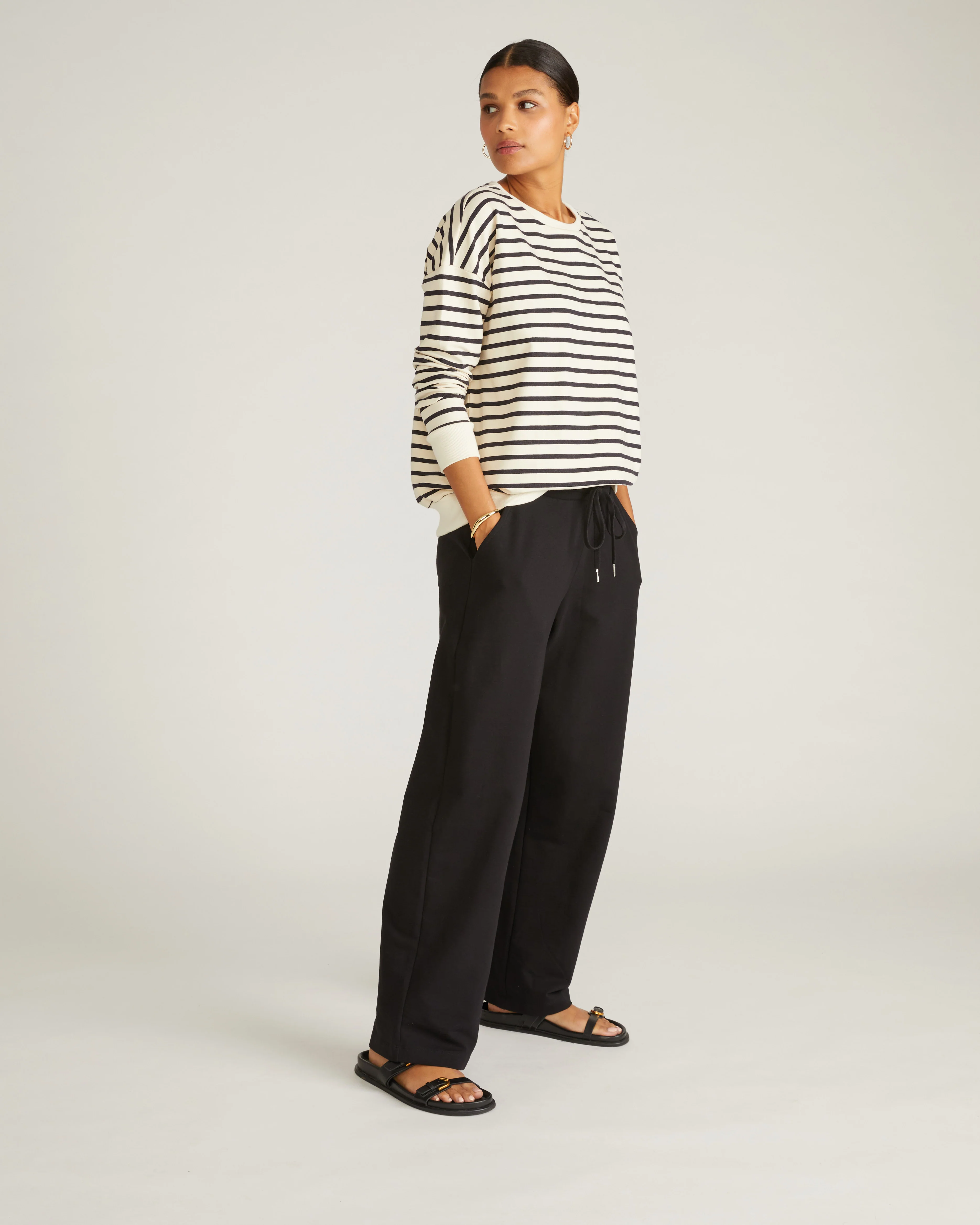 Lauren Classic Sweatshirt - Ecru/Black Stripe - Image 4