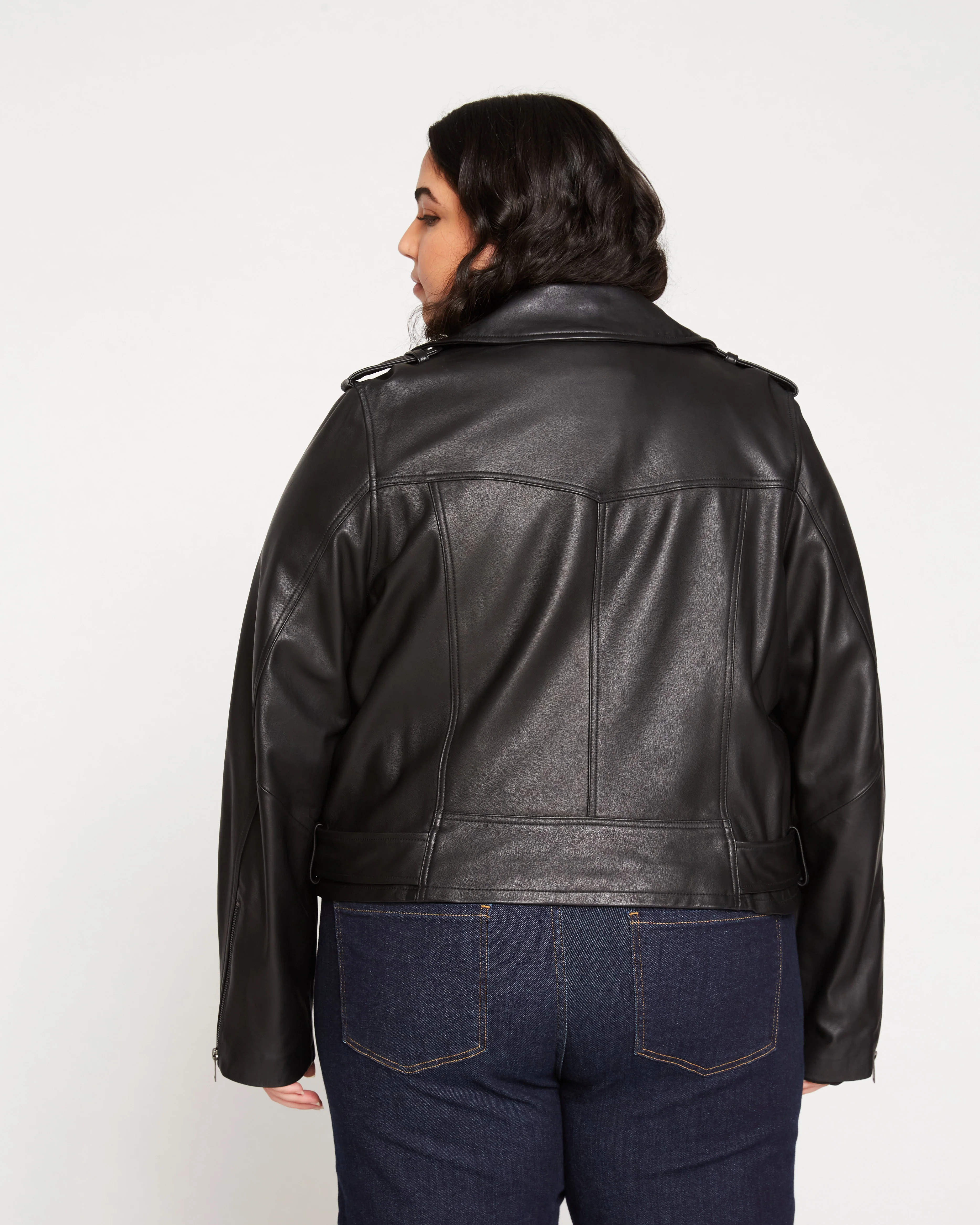 Leeron Leather Moto Jacket - Black - Image 7