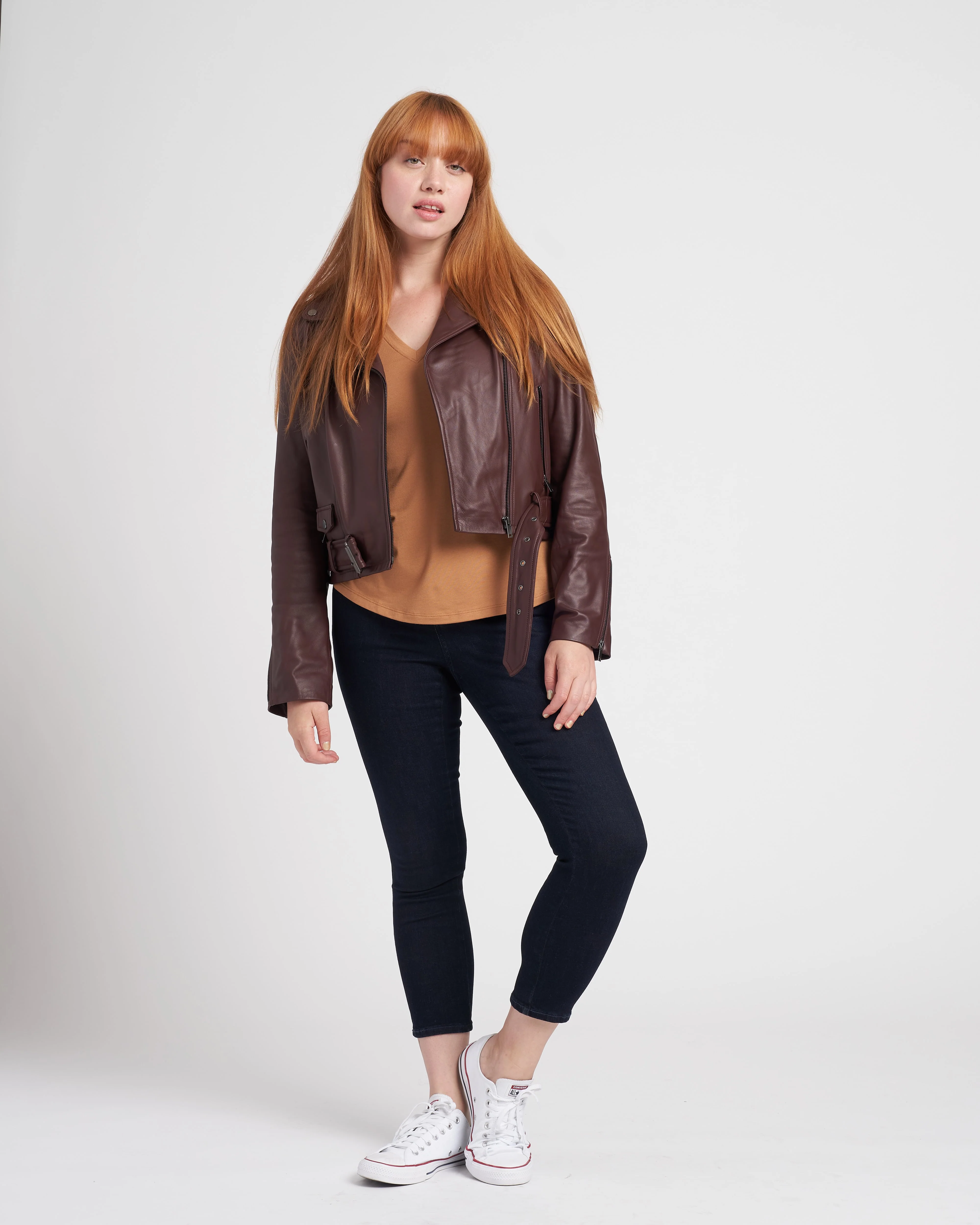 Leeron Leather Moto Jacket - Chili Chocolate - Image 2