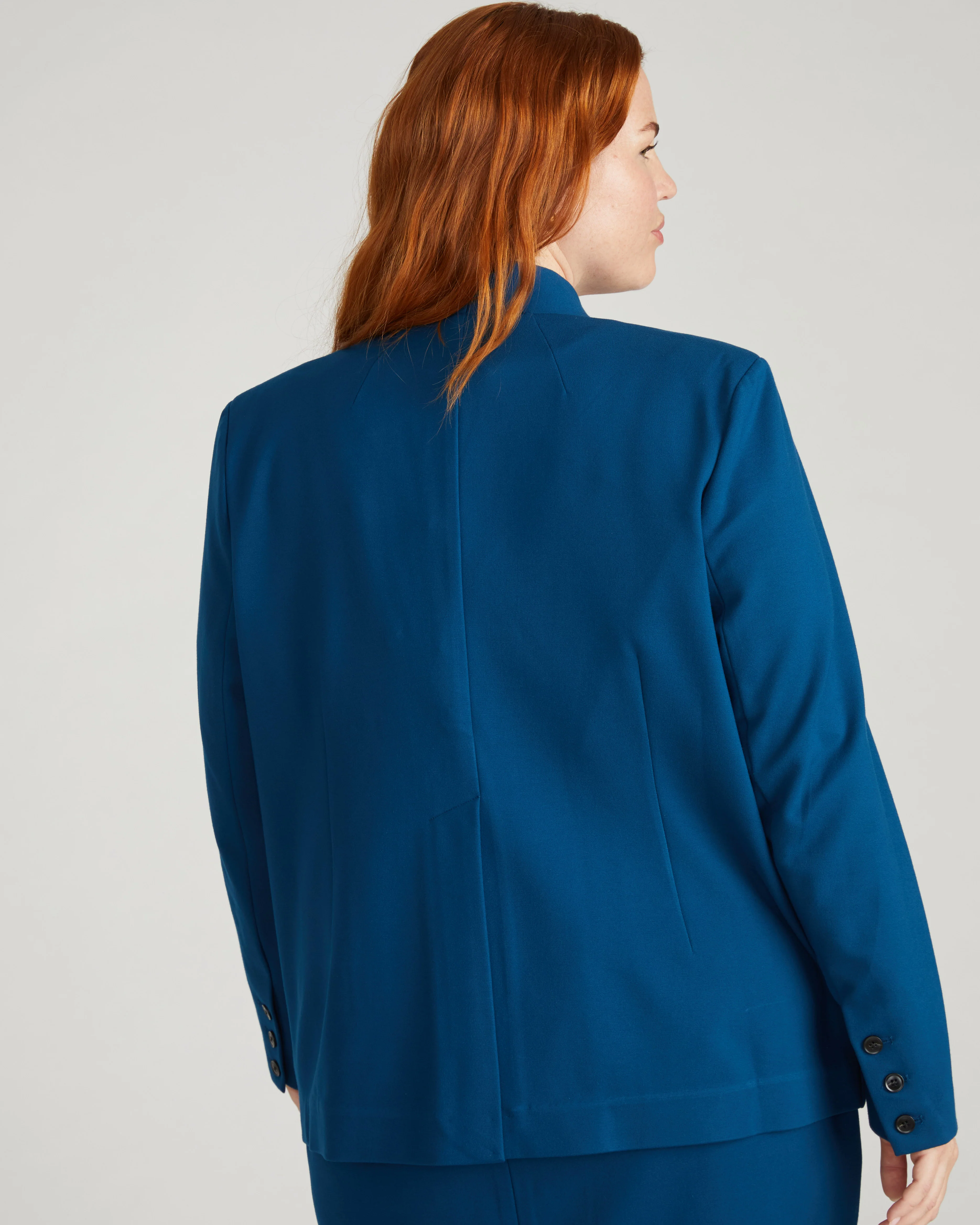 Lennox Collarless Ponte Blazer - Deep Teal - Image 5