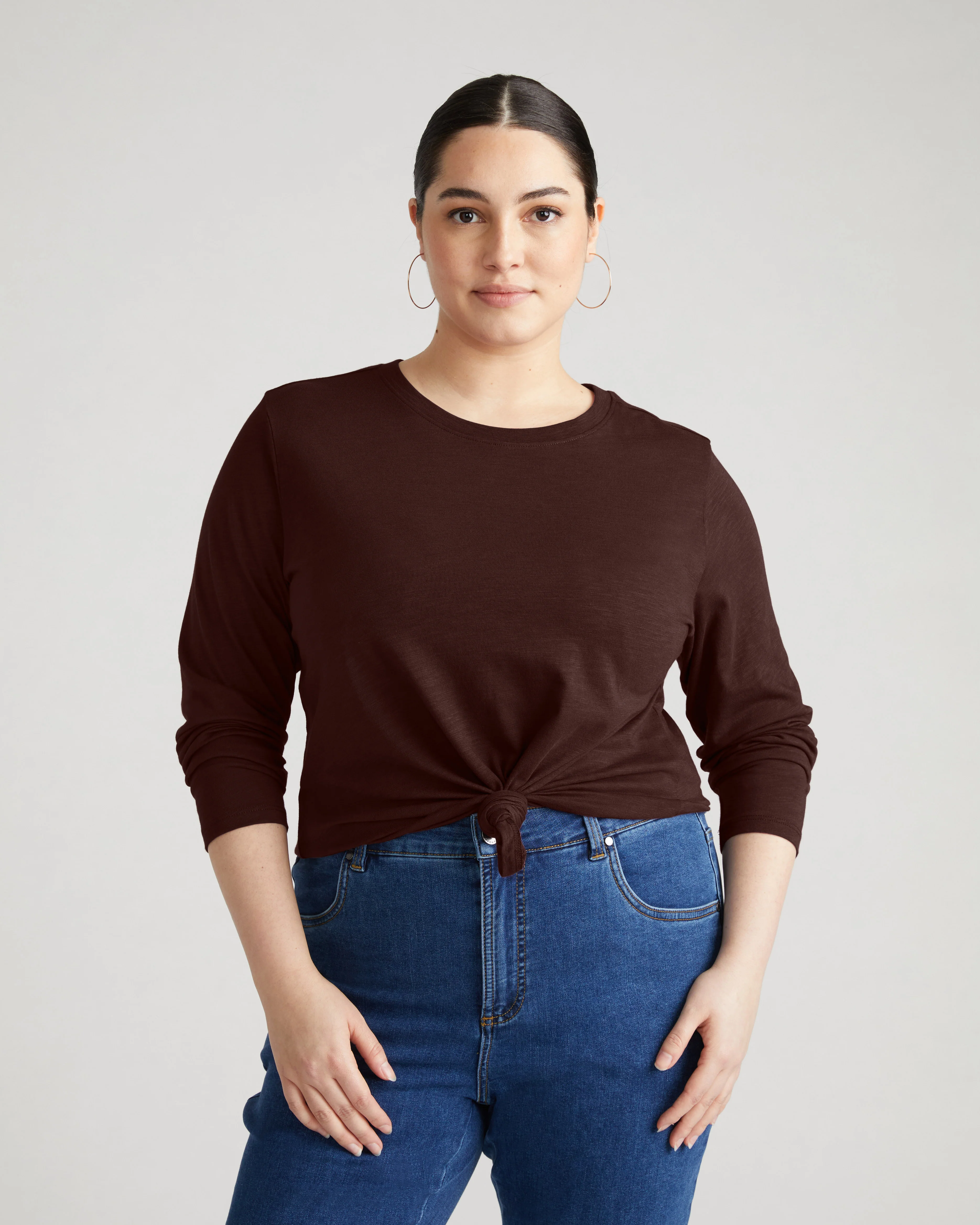 Light-As-Air Long Sleeve Crew Neck Tee - Brulee - Image 2