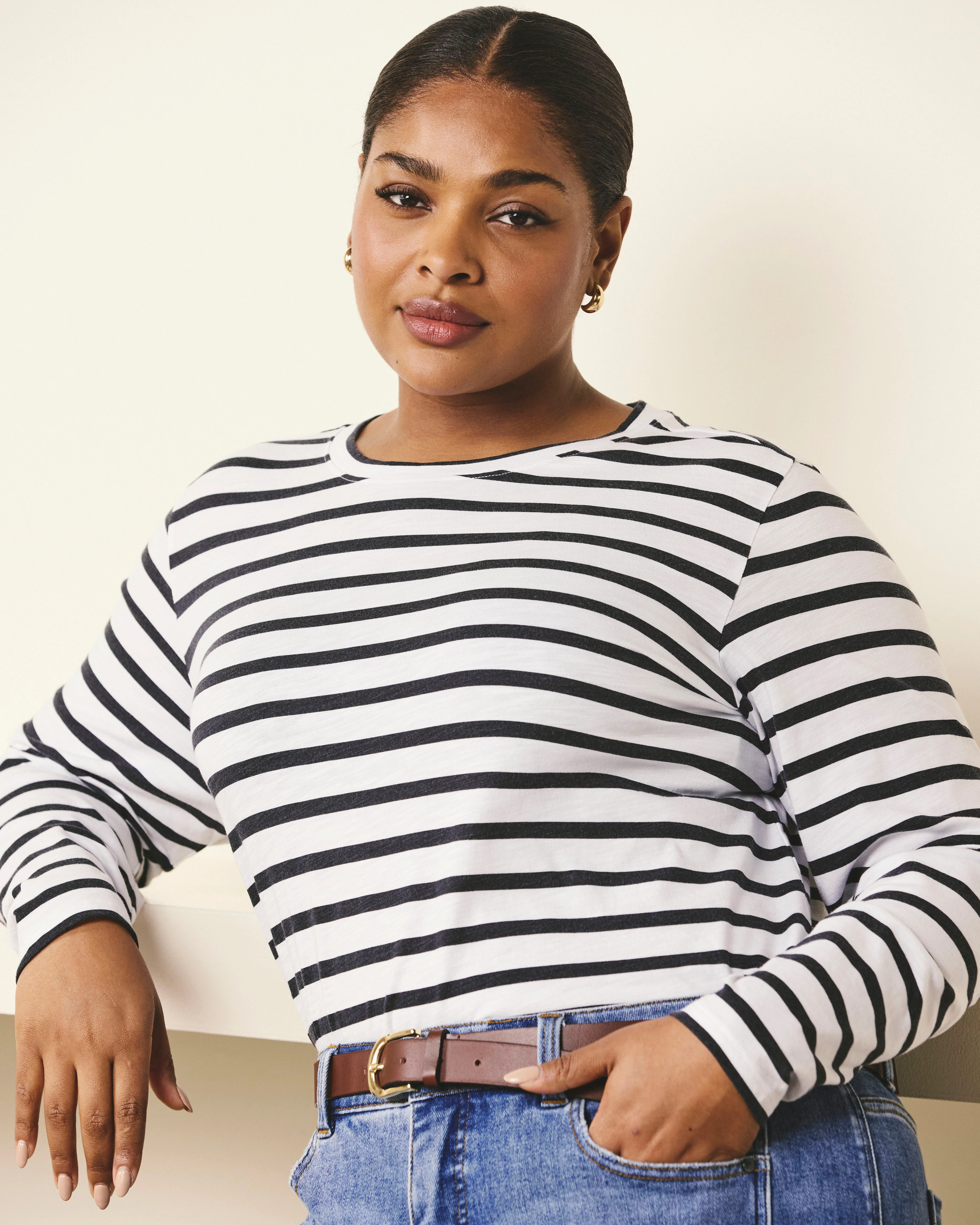 Light-As-Air Long Sleeve Crew Neck Tee - Zen Stripe - Image 2