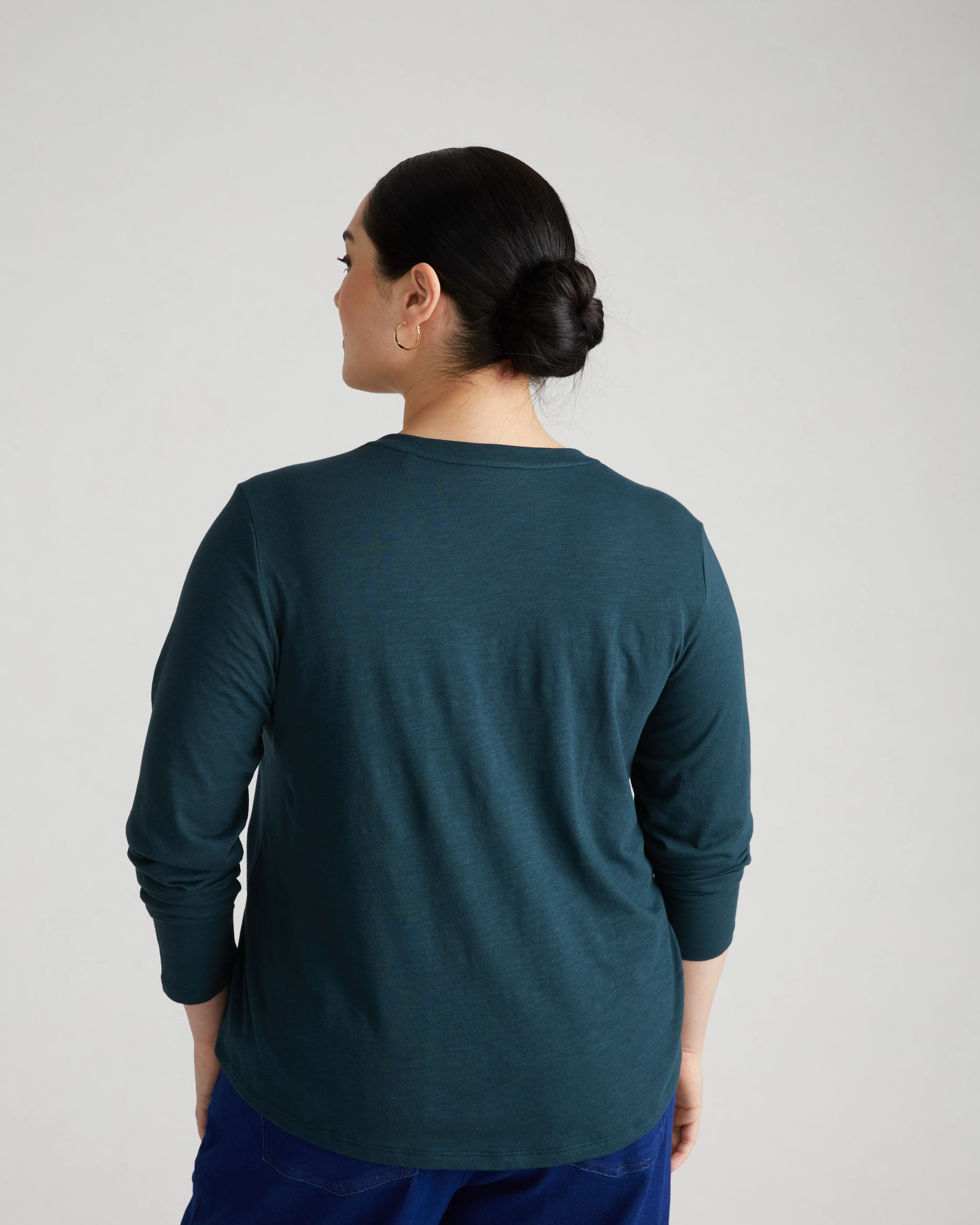 Light-As-Air Long Sleeve V Neck Tee - Deep Sea - Image 4