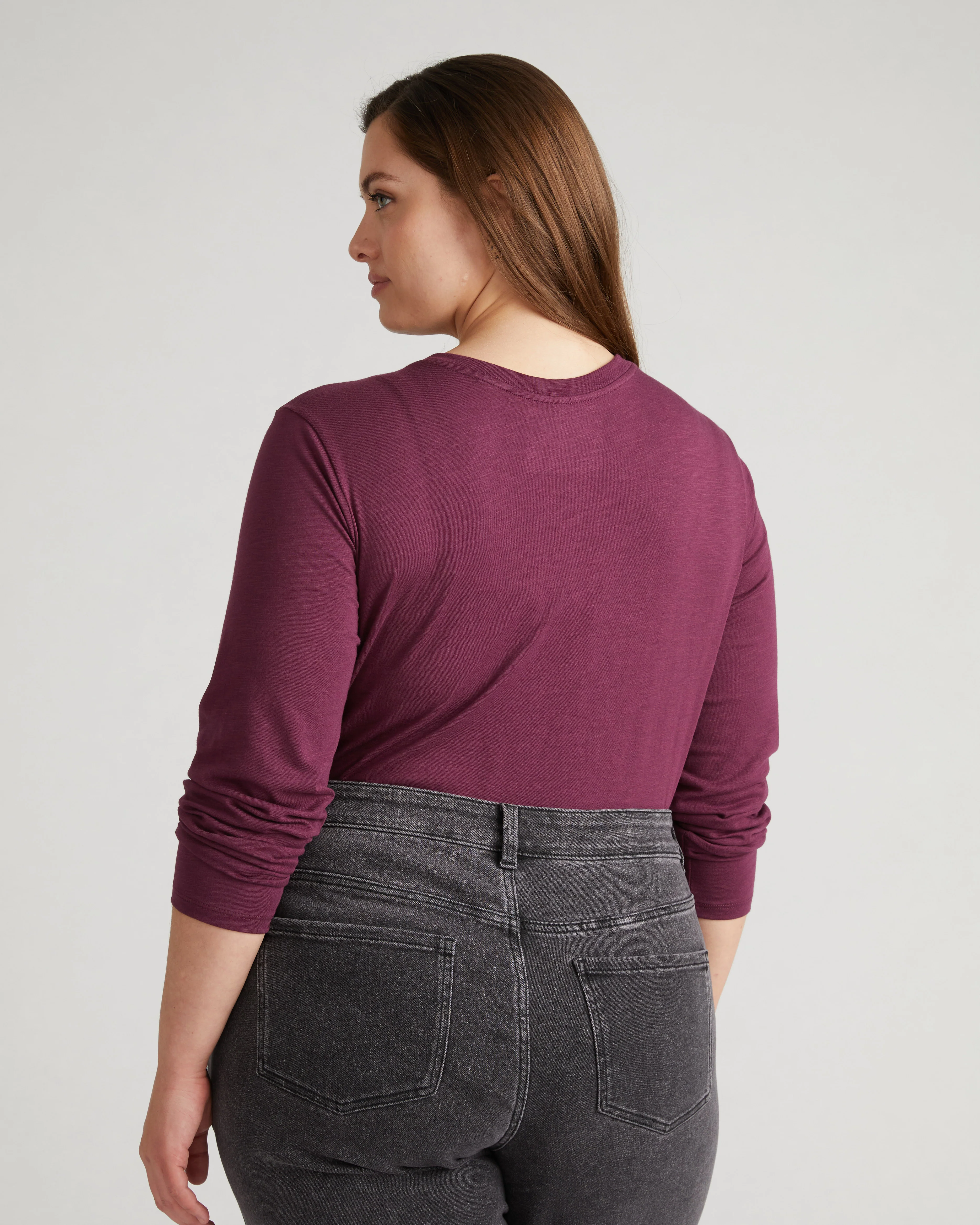 Light-As-Air Long Sleeve V Neck Tee - Jam - Image 4