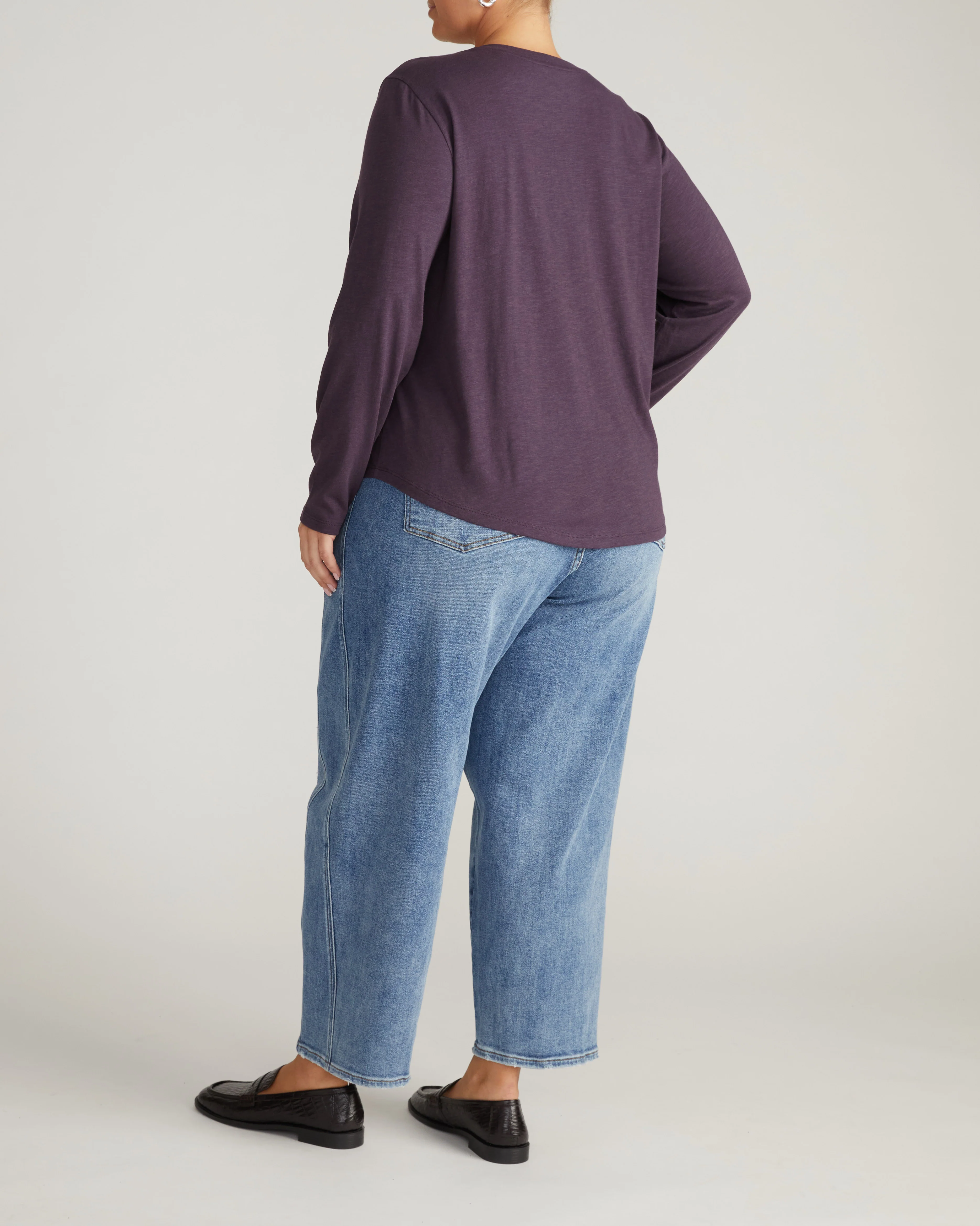 Light-As-Air Long Sleeve V Neck Tee - Purple Jewel - Image 6