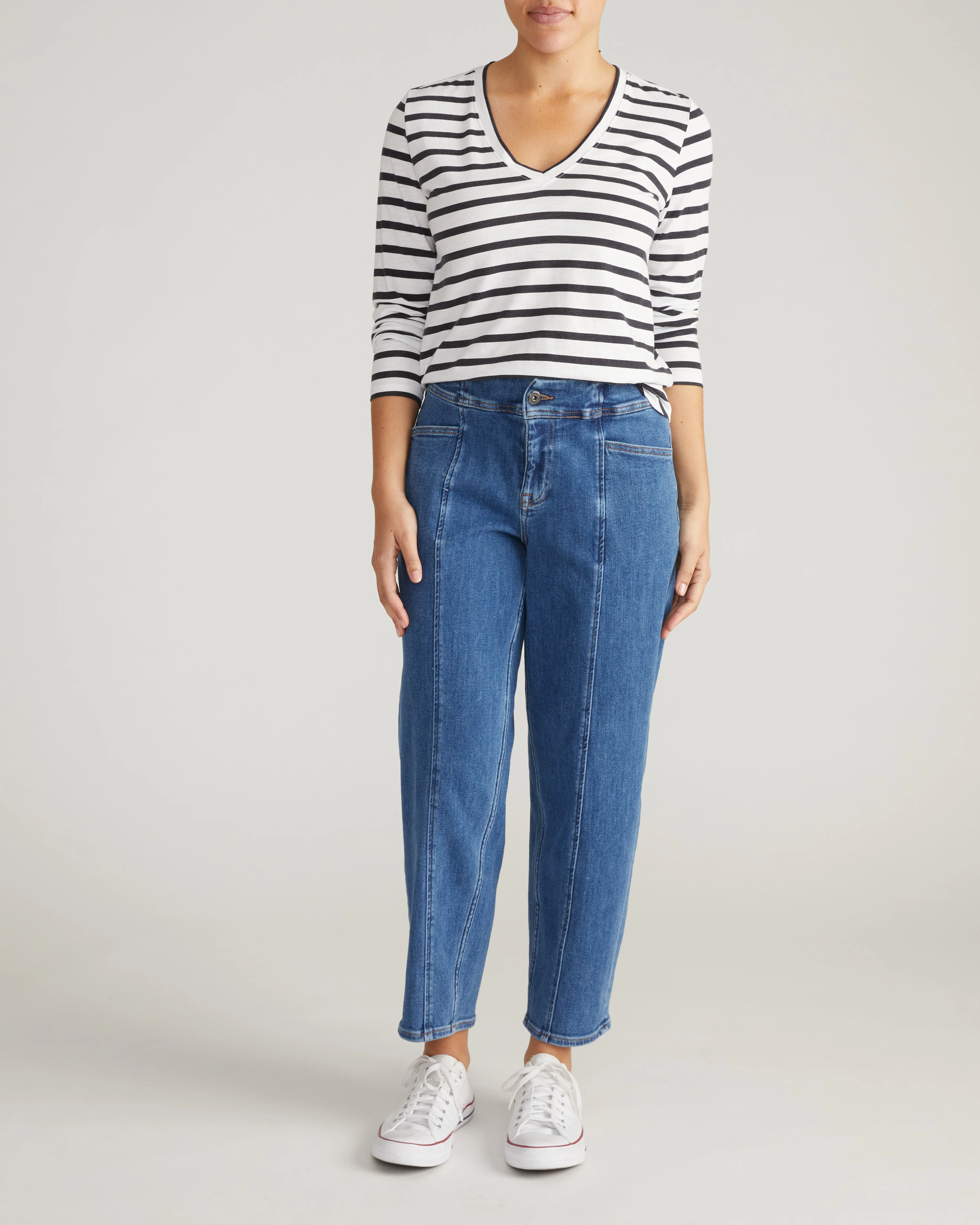 Light-As-Air Long Sleeve V Neck Tee - Zen Stripe - Image 4