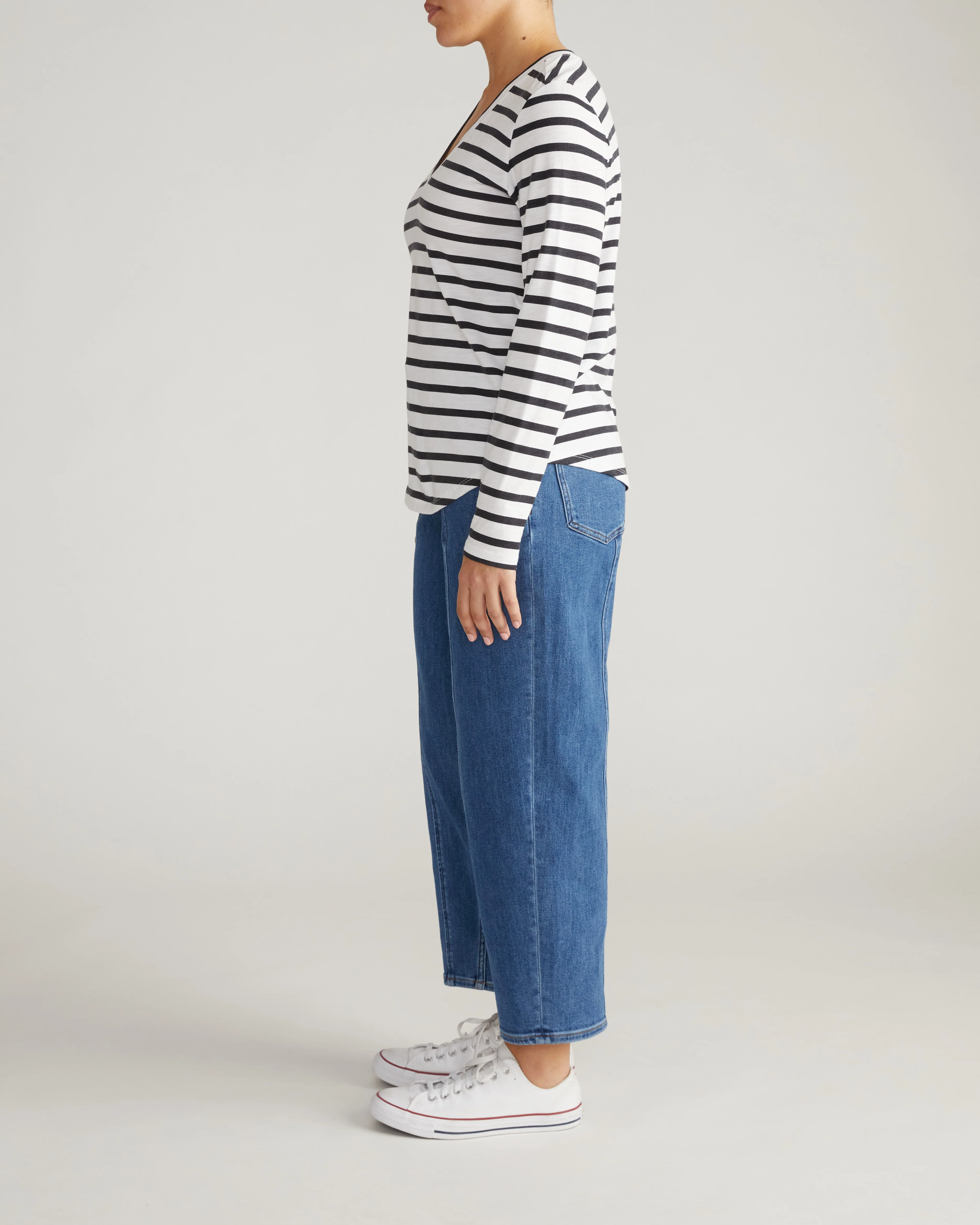 Light-As-Air Long Sleeve V Neck Tee - Zen Stripe - Image 5