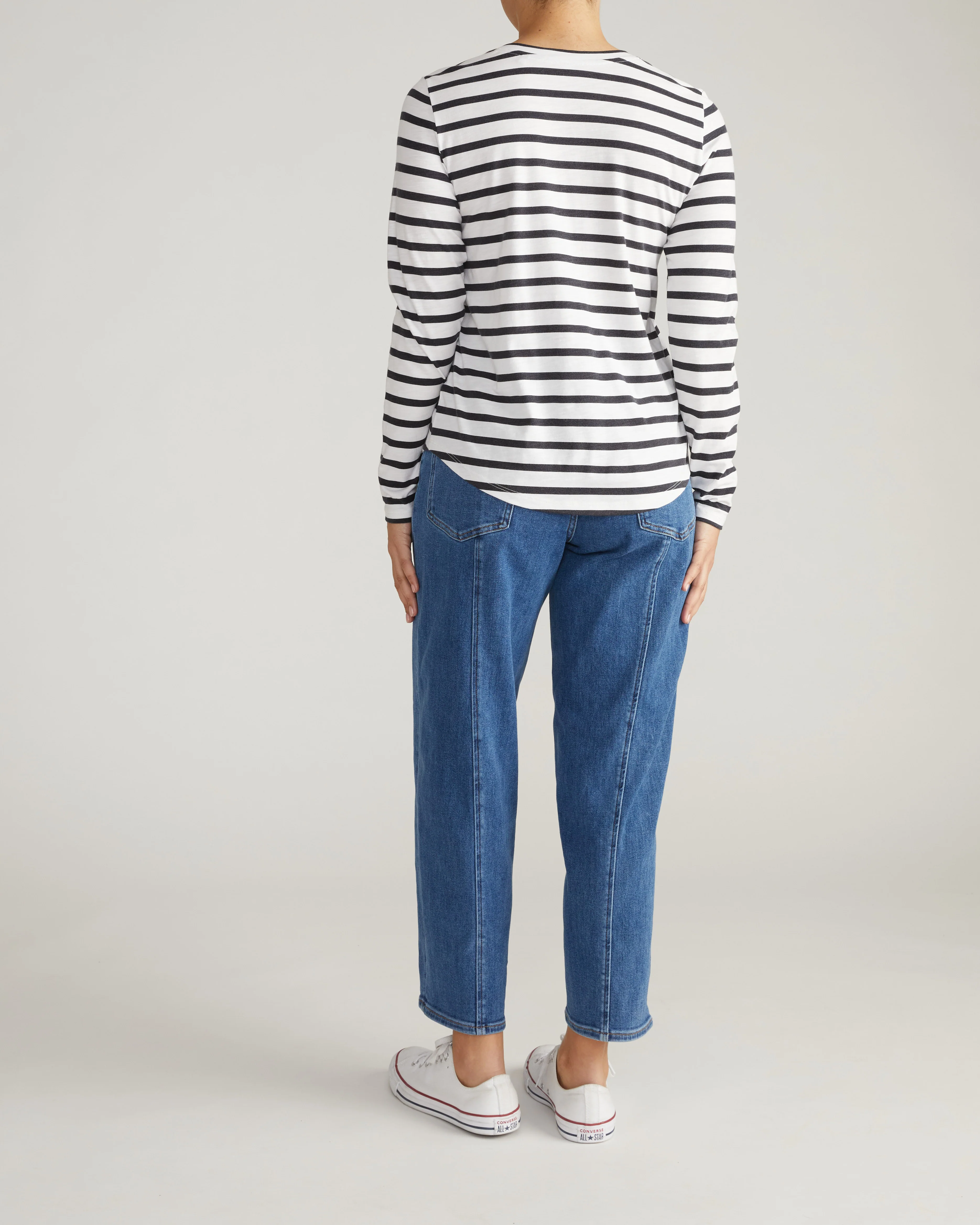 Light-As-Air Long Sleeve V Neck Tee - Zen Stripe - Image 6