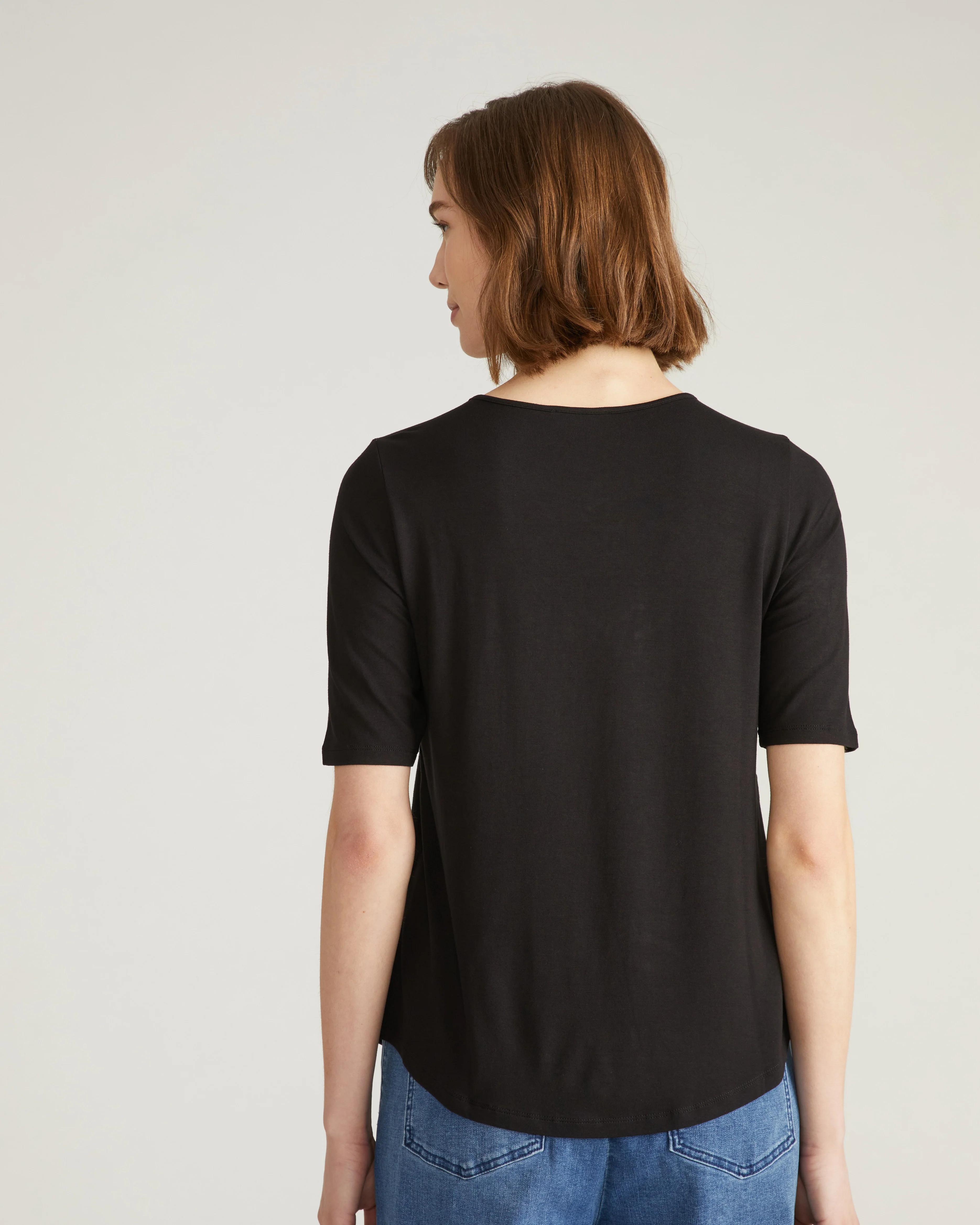 Lily Liquid Jersey Crew Neck Stovepipe Tee - Black - Image 3