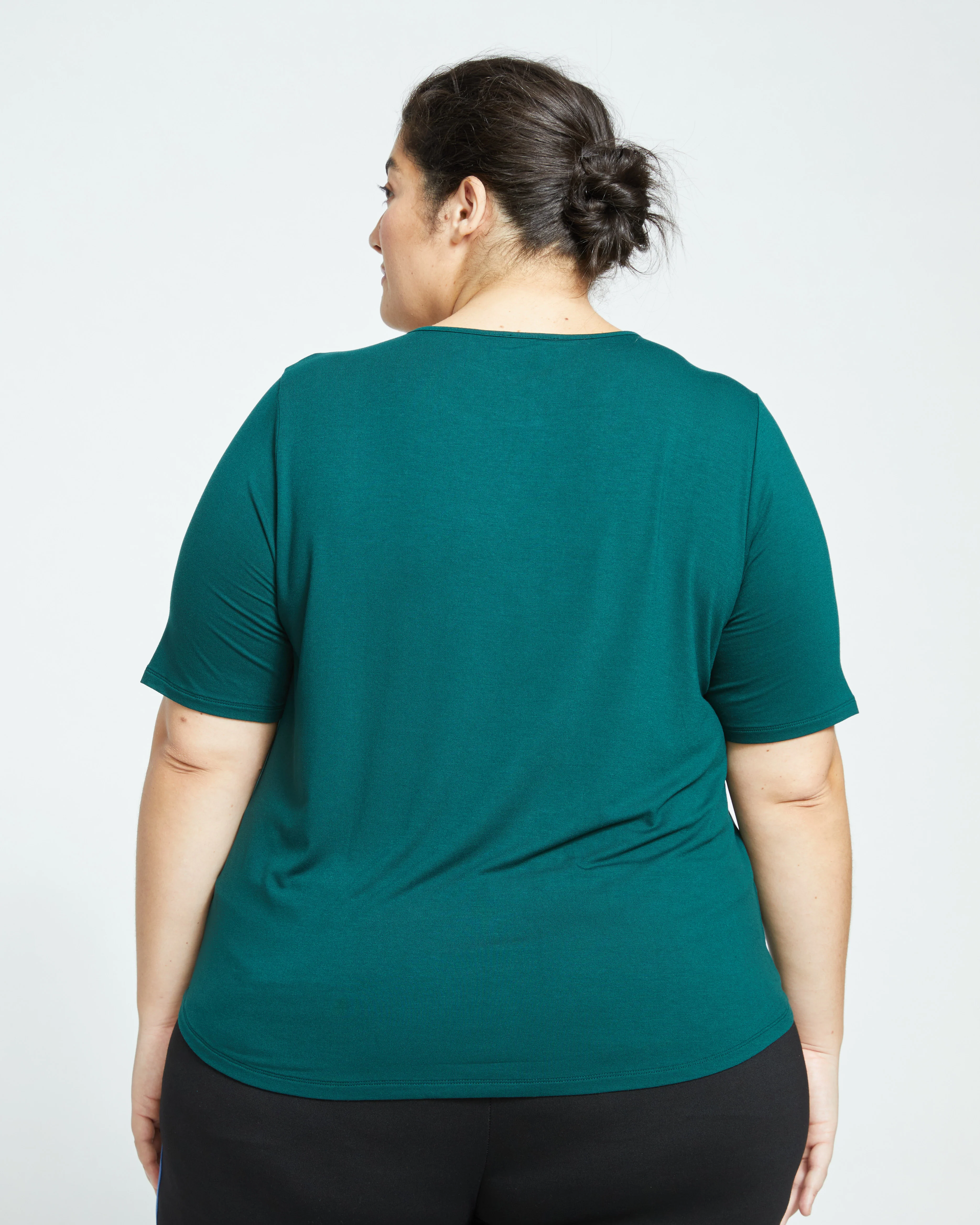 Lily Liquid Jersey Crew Neck Stovepipe Tee - Forest Green - Image 4