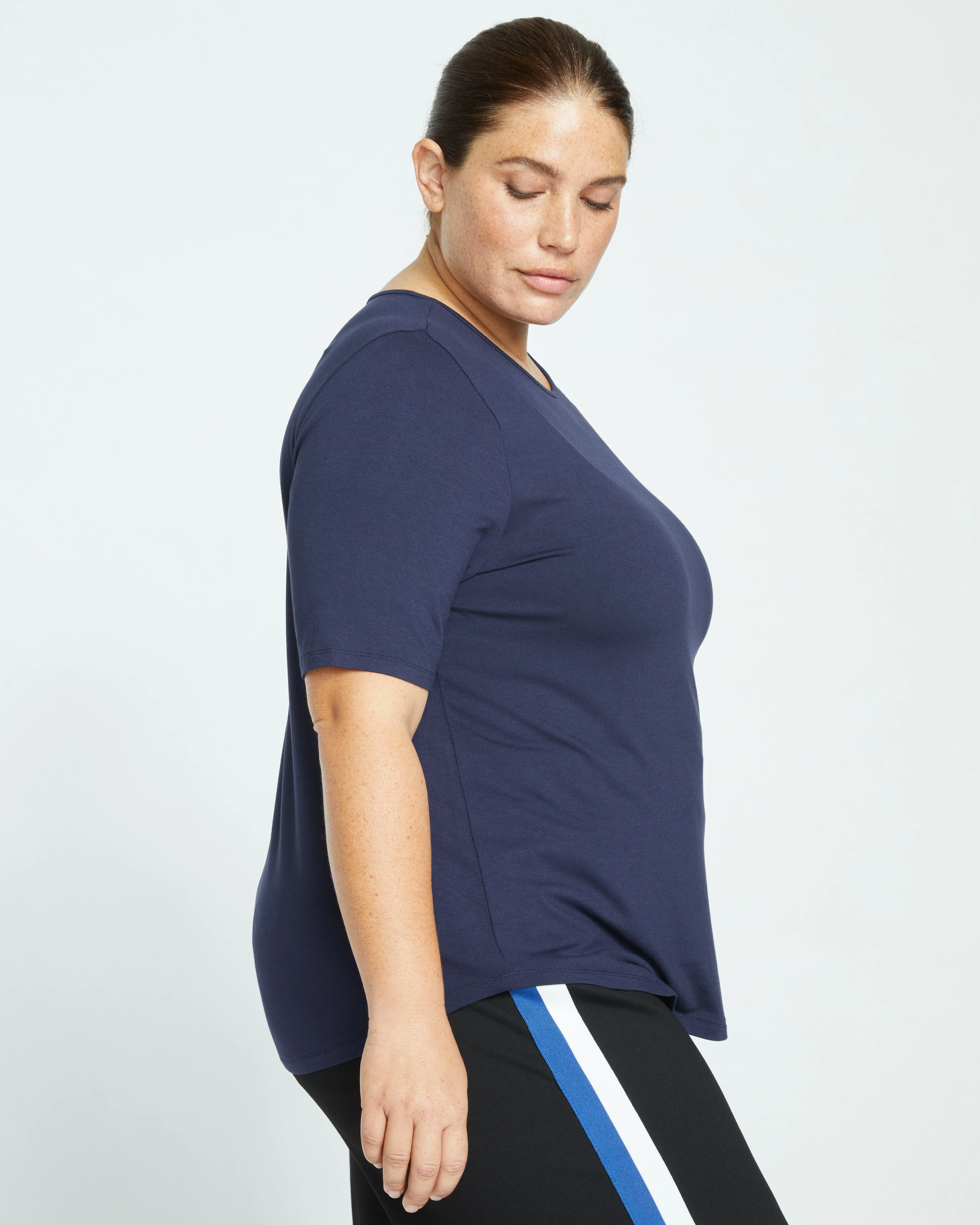 Lily Liquid Jersey Crew Neck Stovepipe Tee - Midnight - Image 3