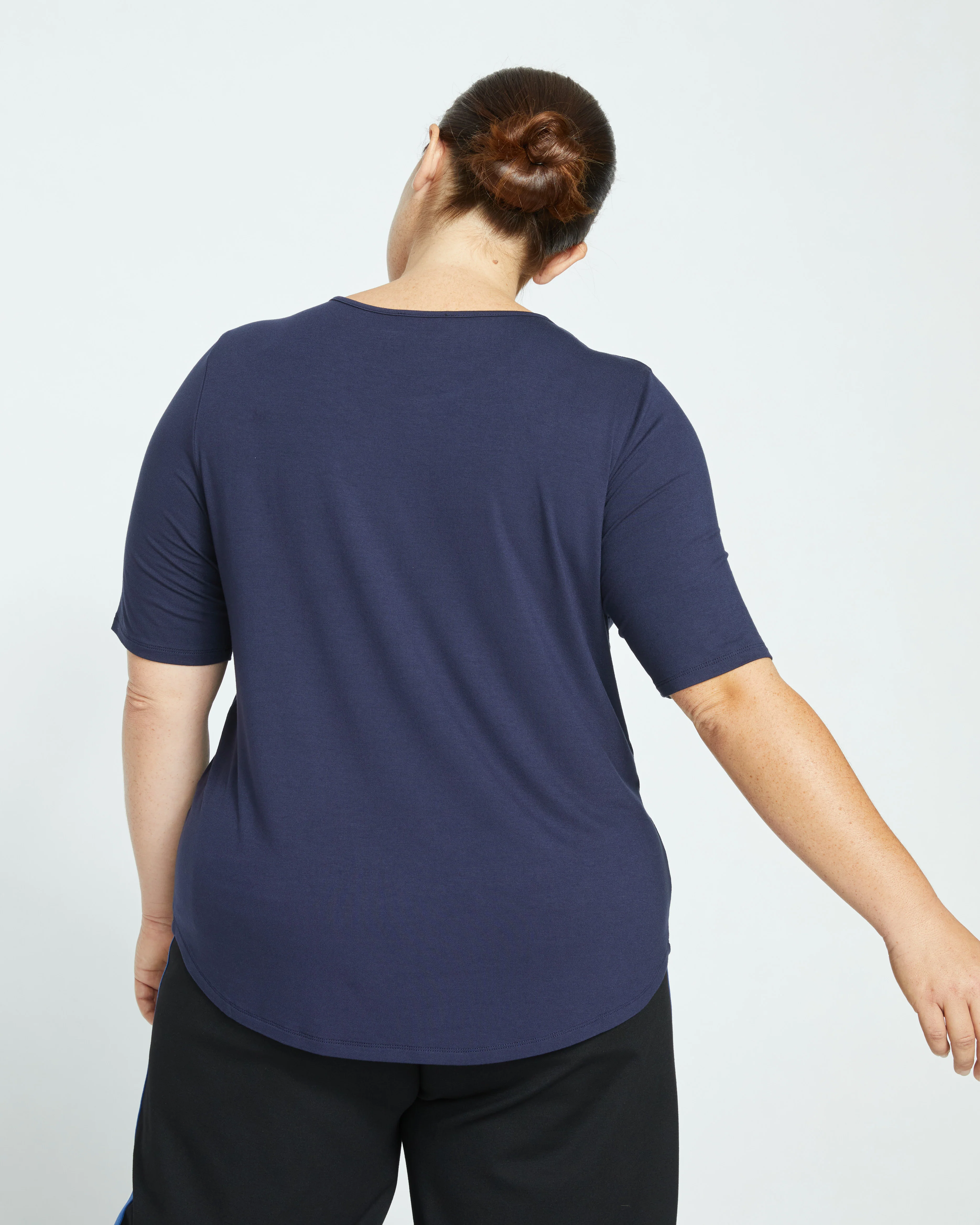 Lily Liquid Jersey Crew Neck Stovepipe Tee - Midnight - Image 4