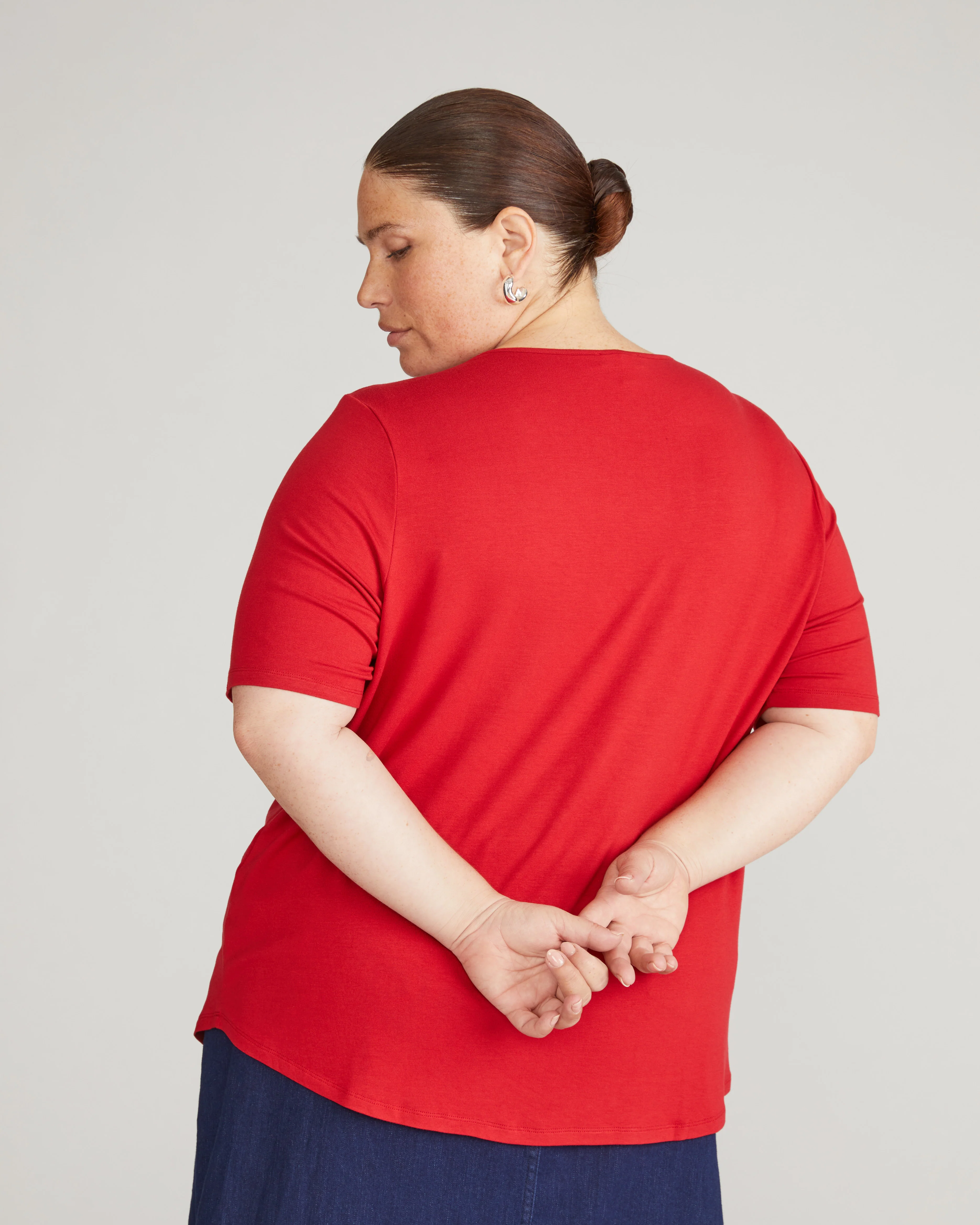 Lily Liquid Jersey Crew Neck Stovepipe Tee - New York Red - Image 2