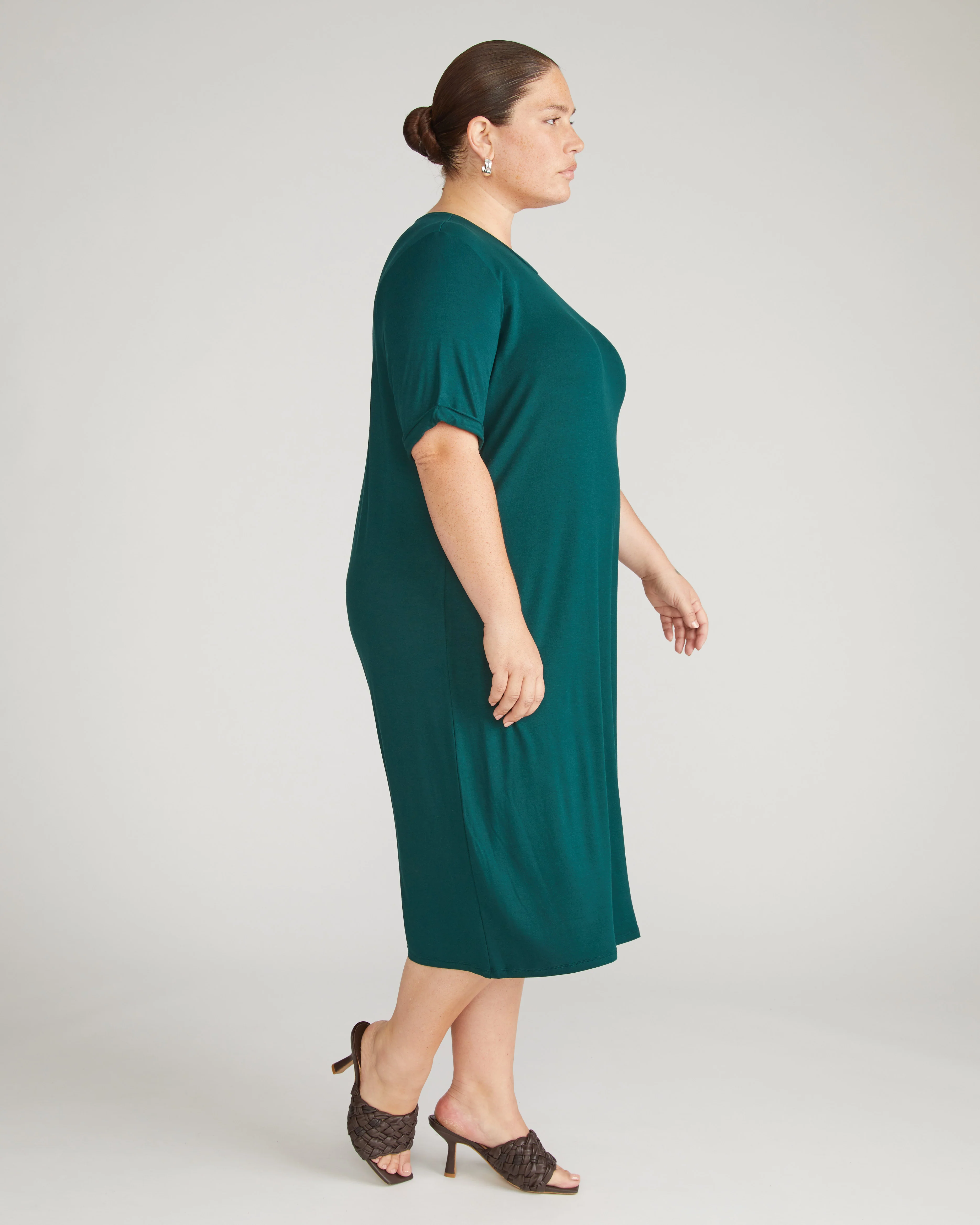 Lily Liquid Jersey Dress - Forest Green - Image 2