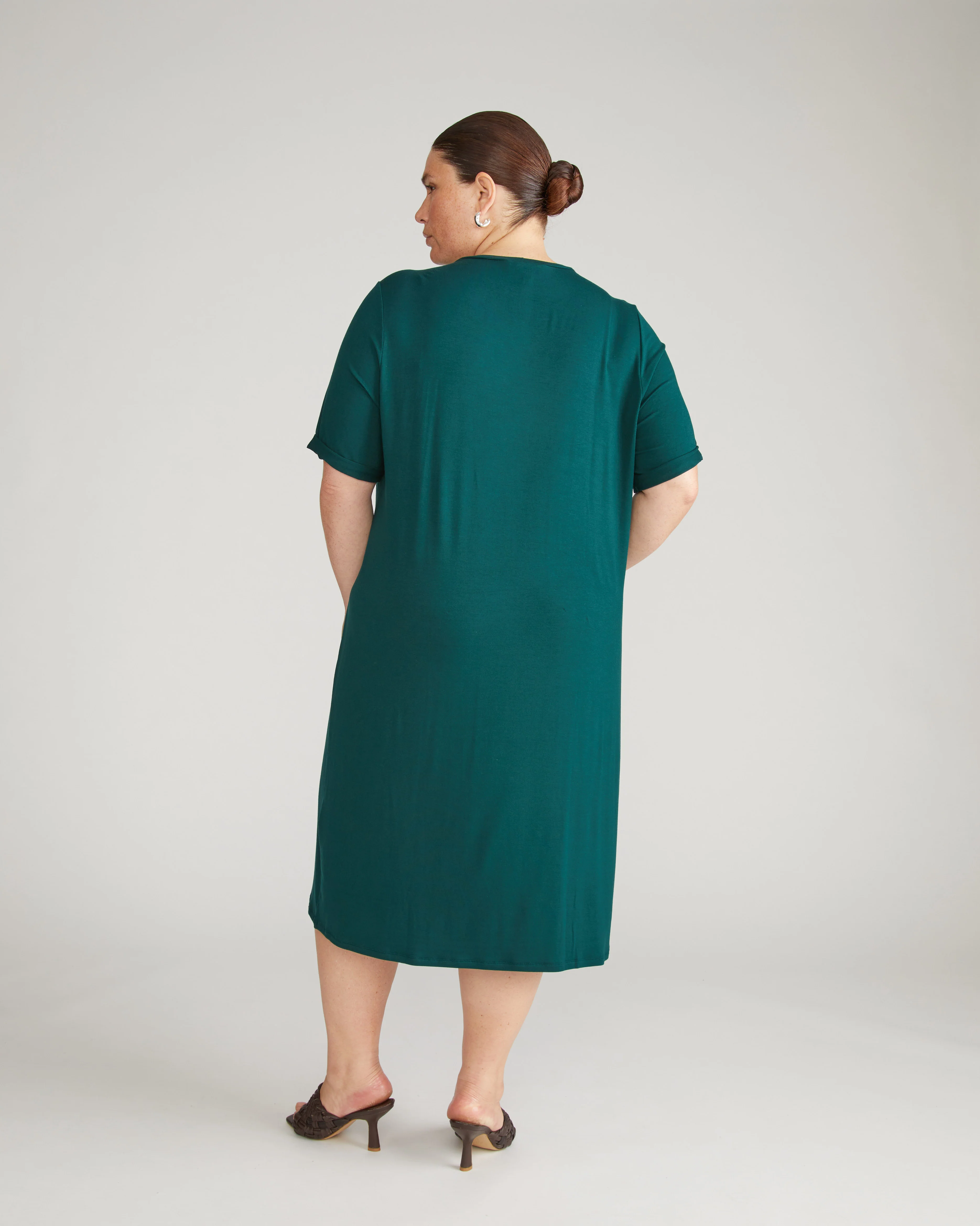 Lily Liquid Jersey Dress - Forest Green - Image 3