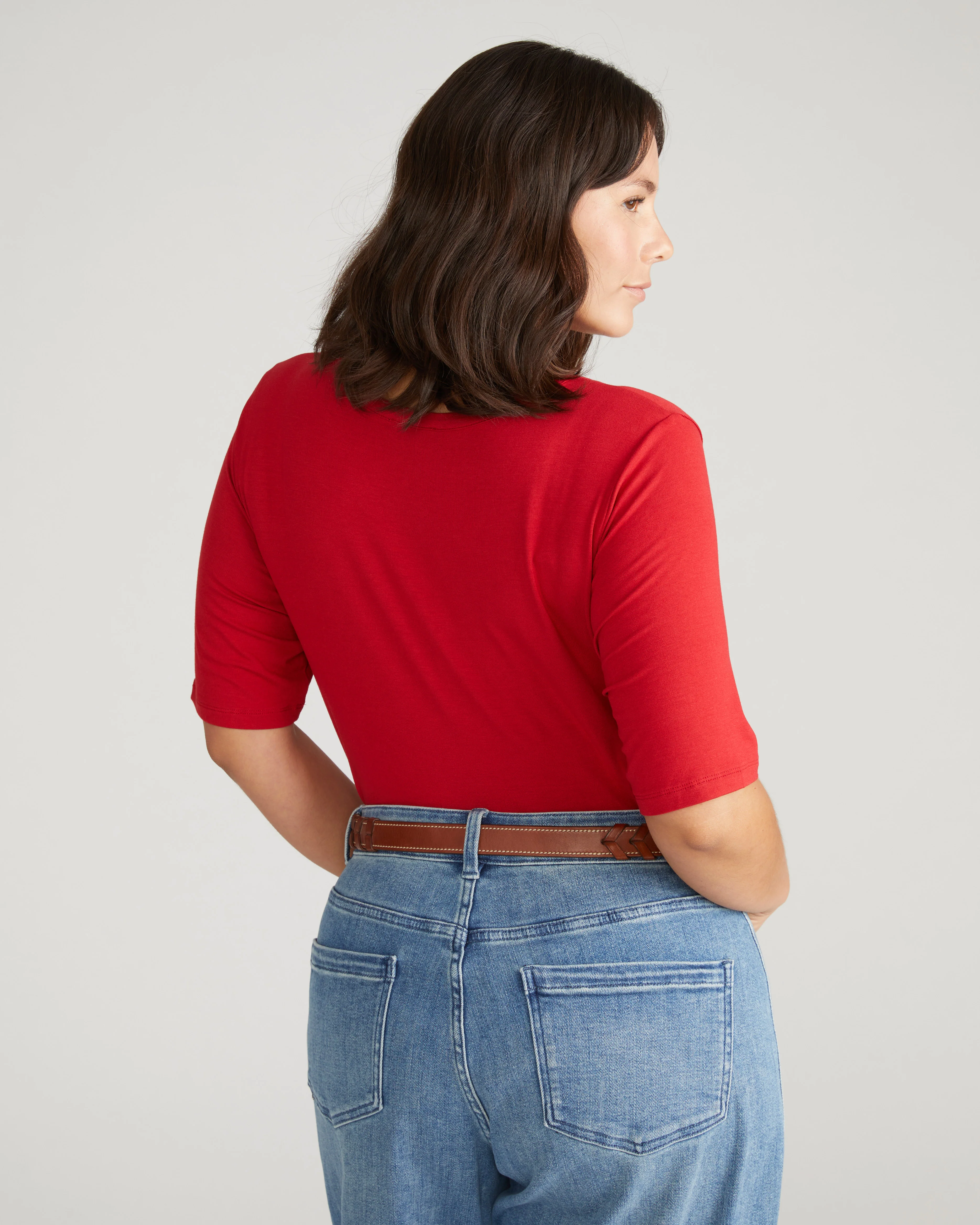 Lily Liquid Jersey V-Neck Stovepipe Tee - New York Red - Image 3