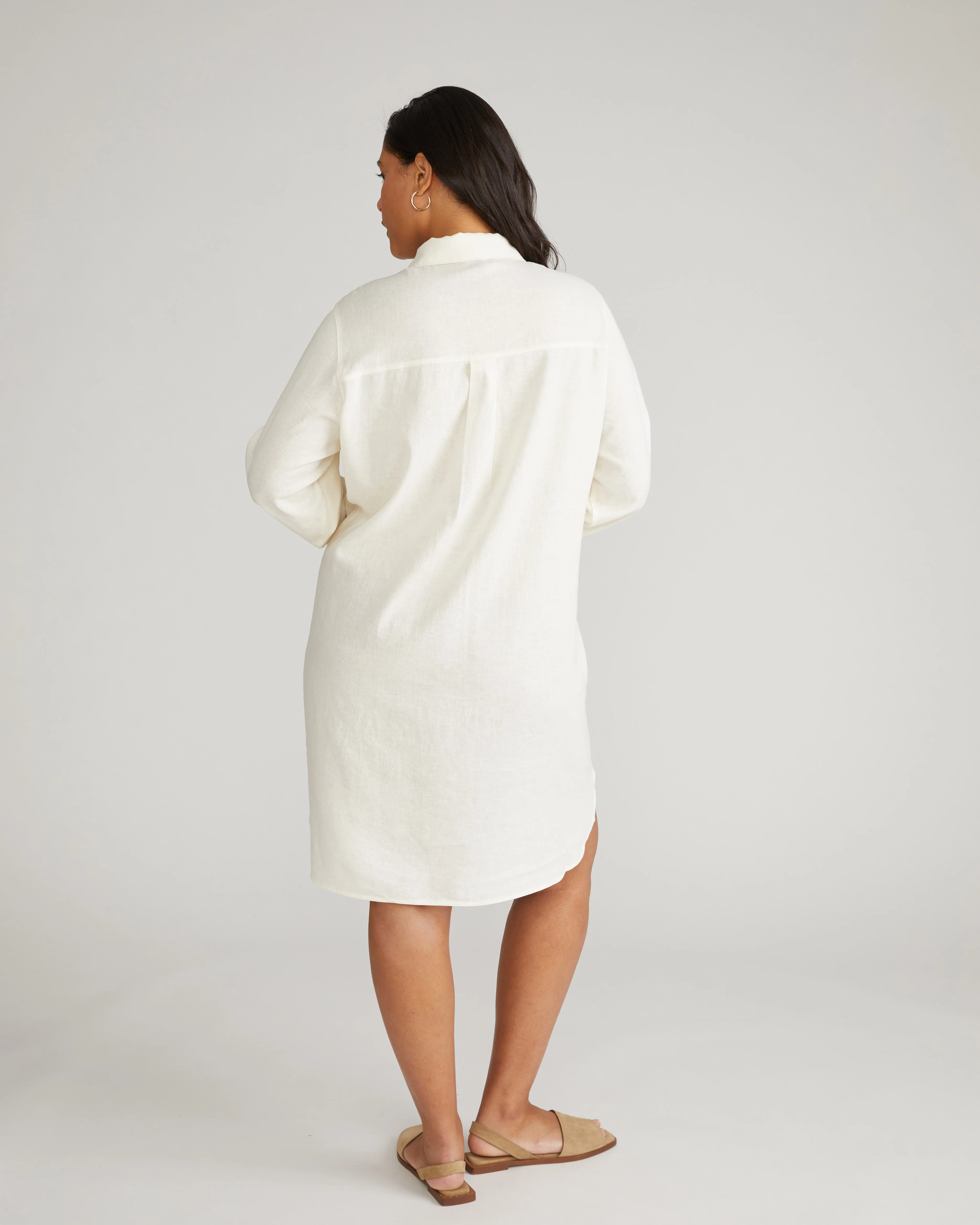 Linen Rubicon Shirtdress - Natural White - Image 3