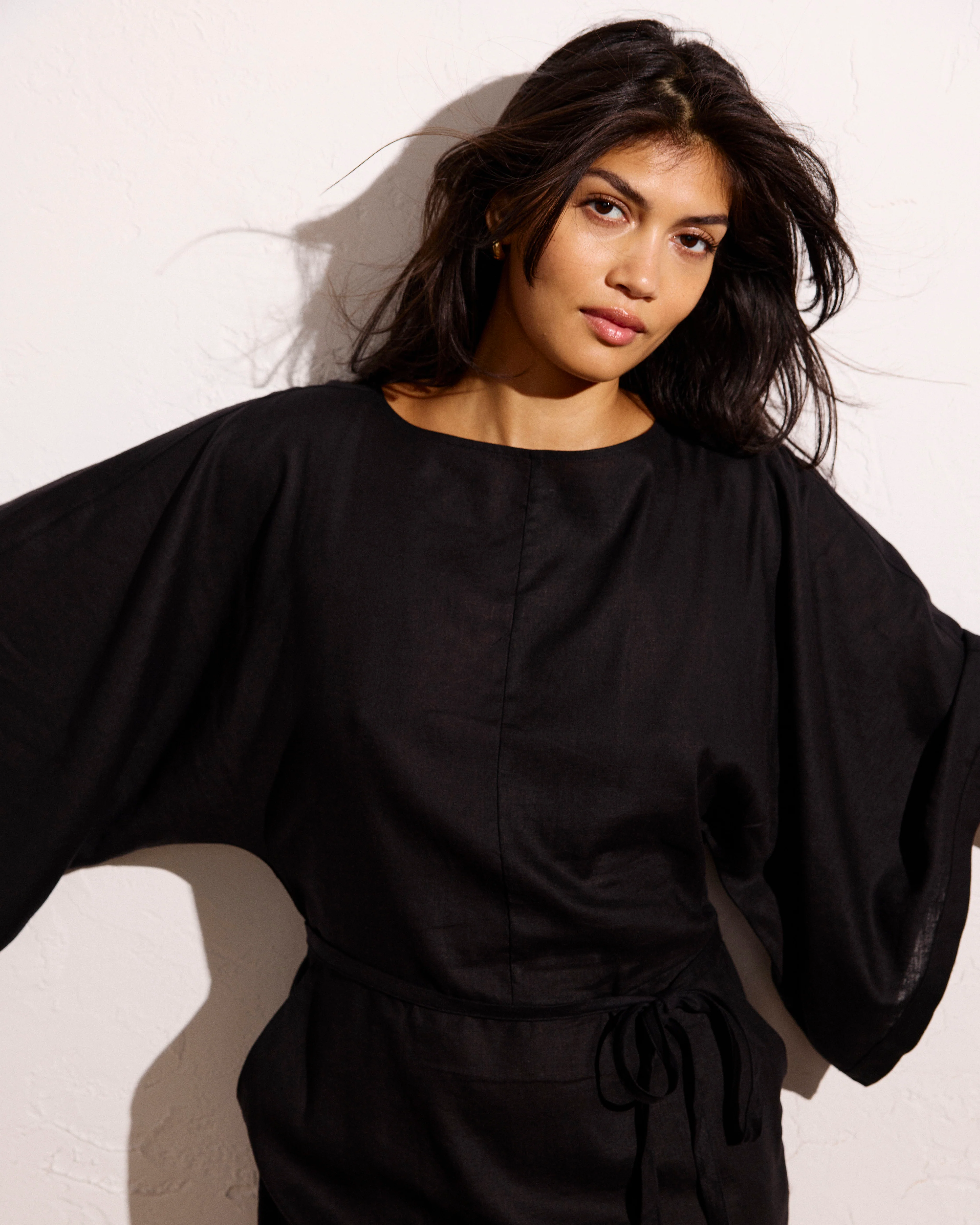 Lio Linen Dress - Black - Image 3