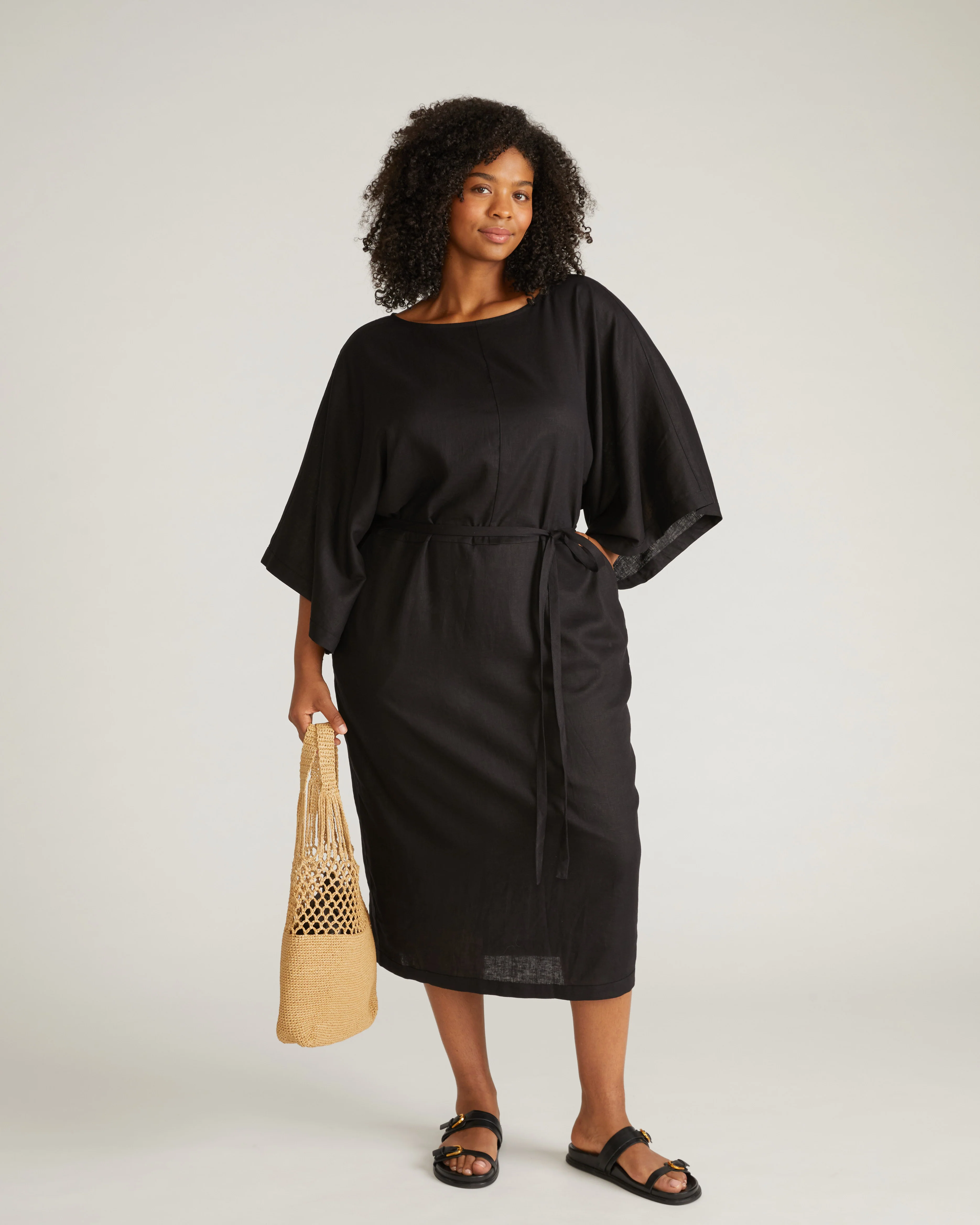 Lio Linen Dress - Black - Image 5