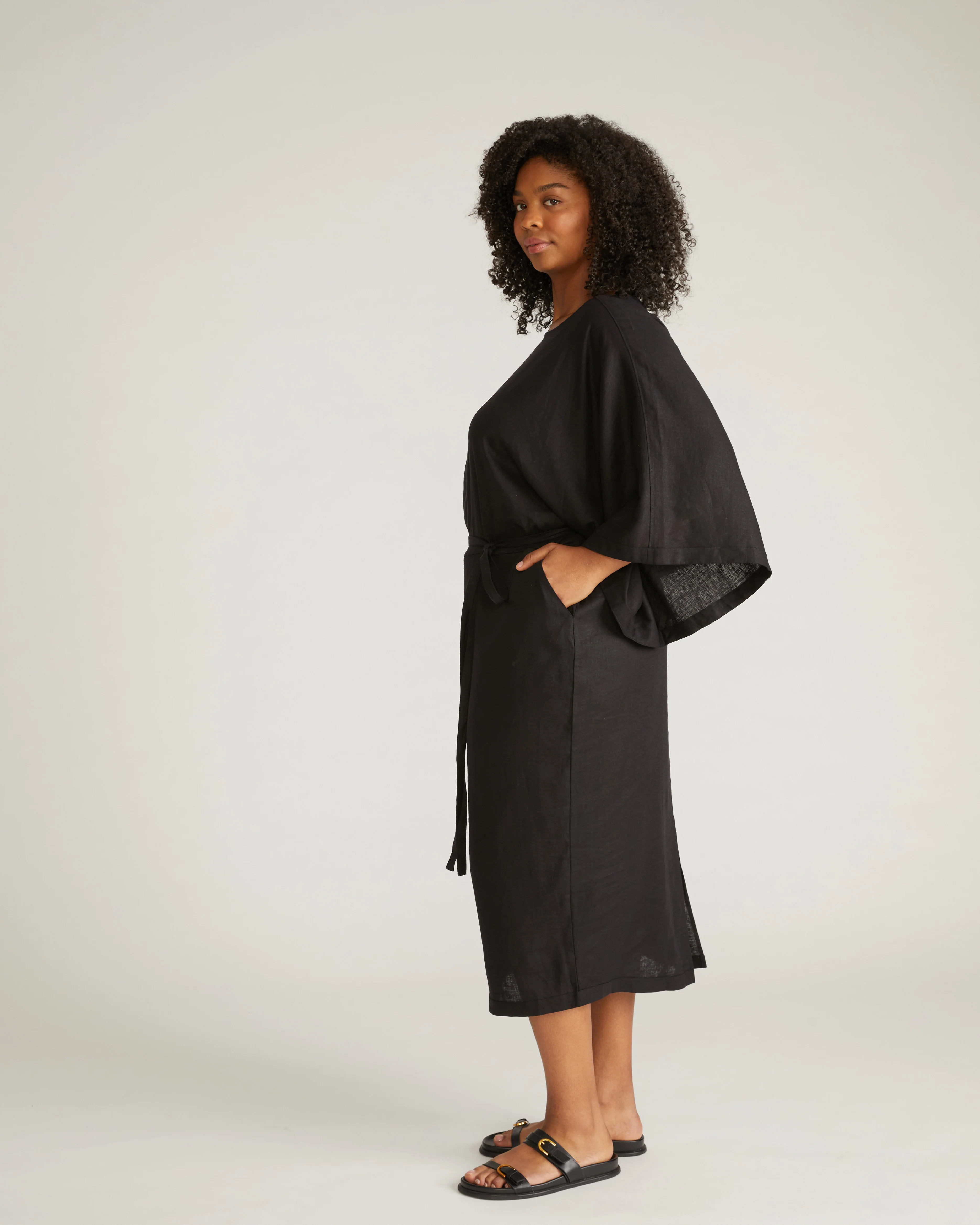 Lio Linen Dress - Black - Image 6