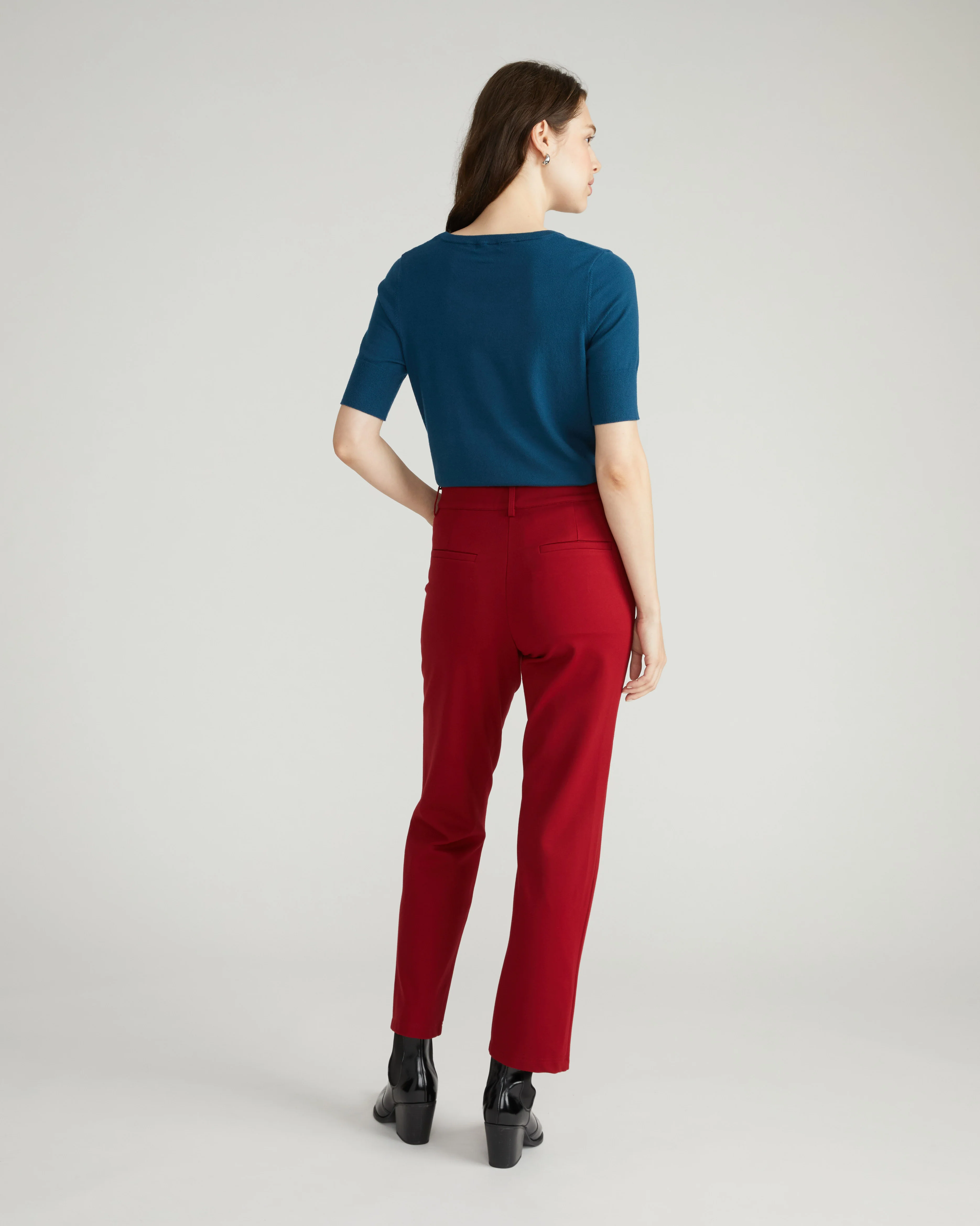 Long Cigarette Ponte Pants - Garnet - Image 4