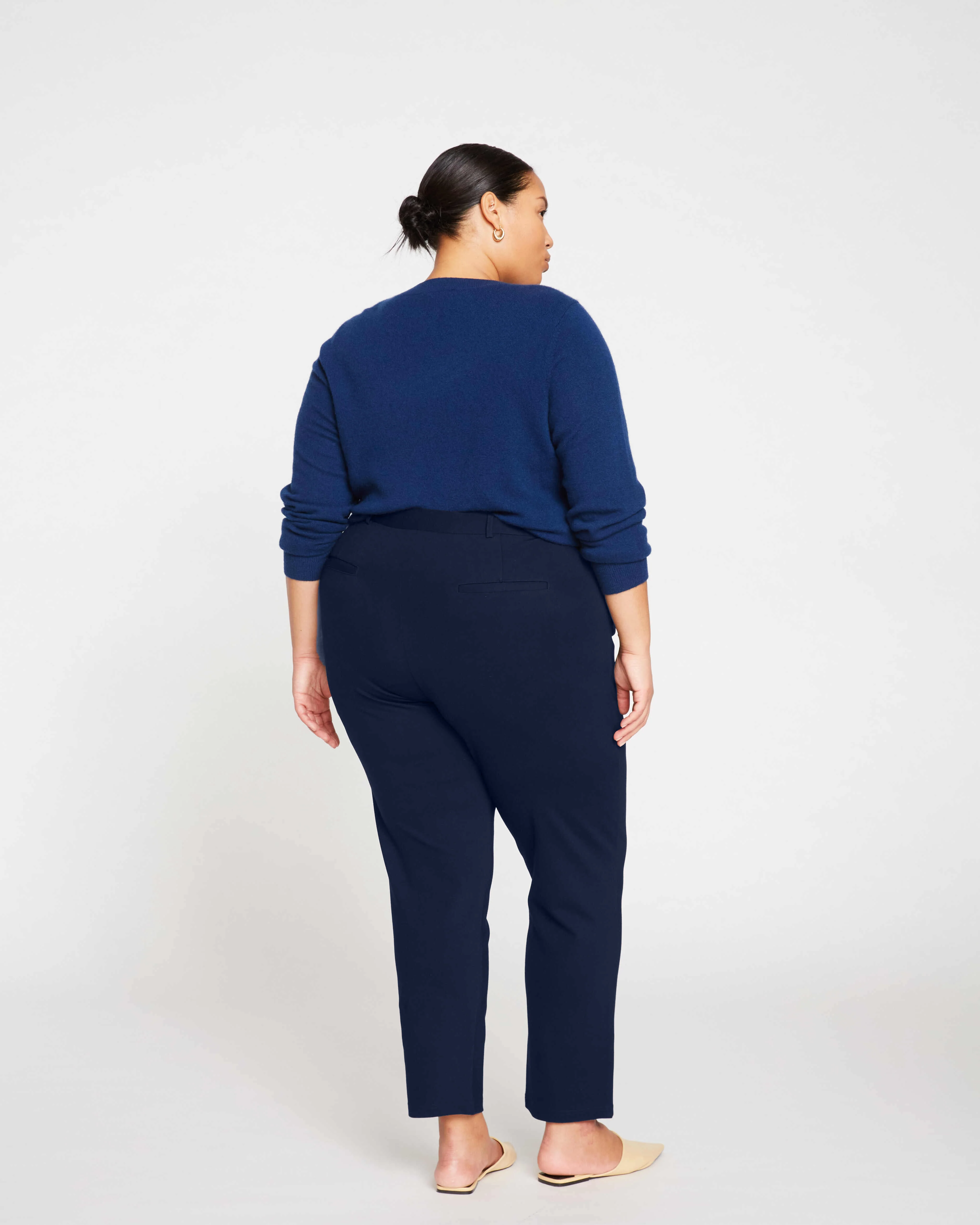 Long Cigarette Ponte Pants - Navy - Image 2