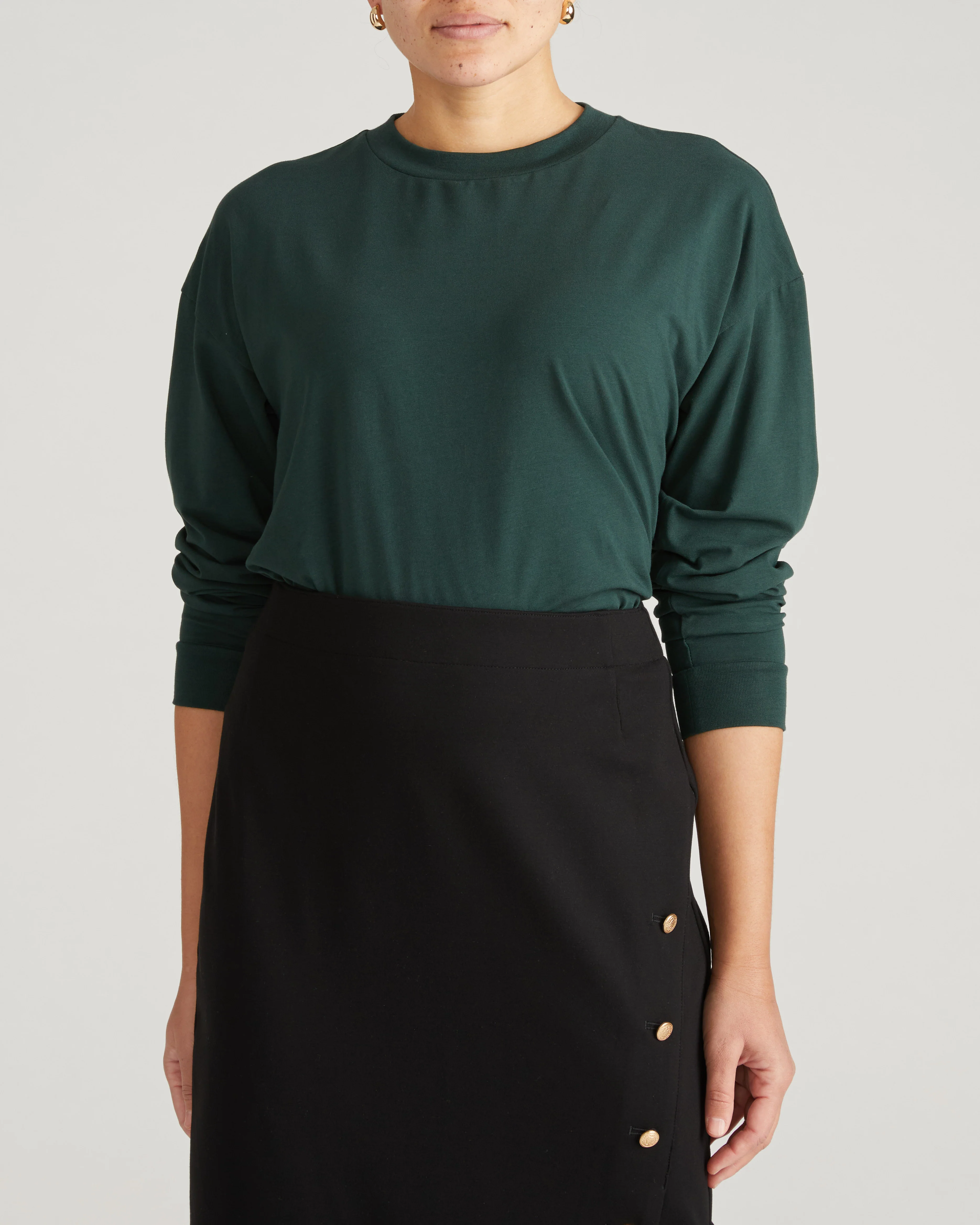 Long Sleeve Relaxed Tee - Forest Green - Image 2