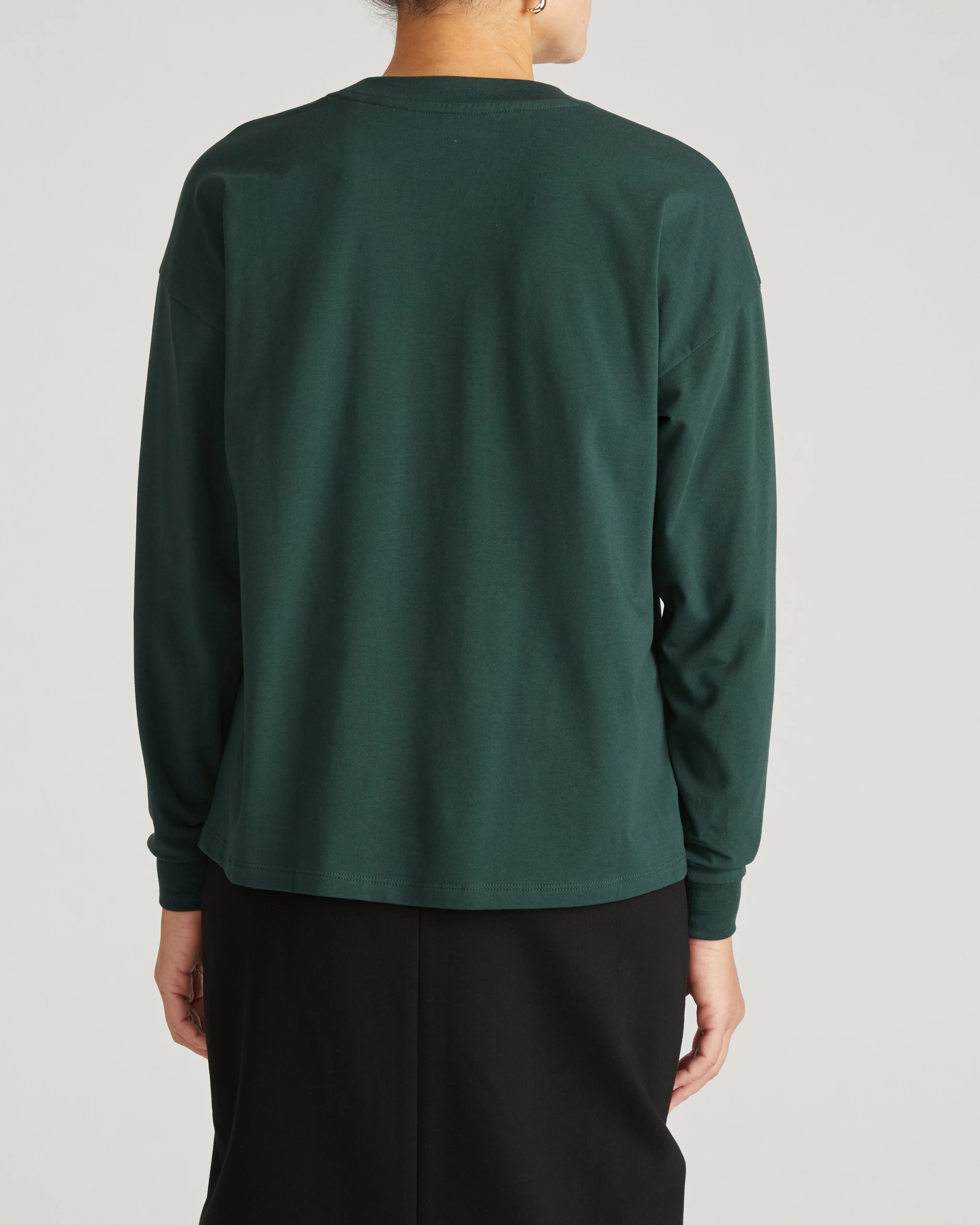 Long Sleeve Relaxed Tee - Forest Green - Image 4