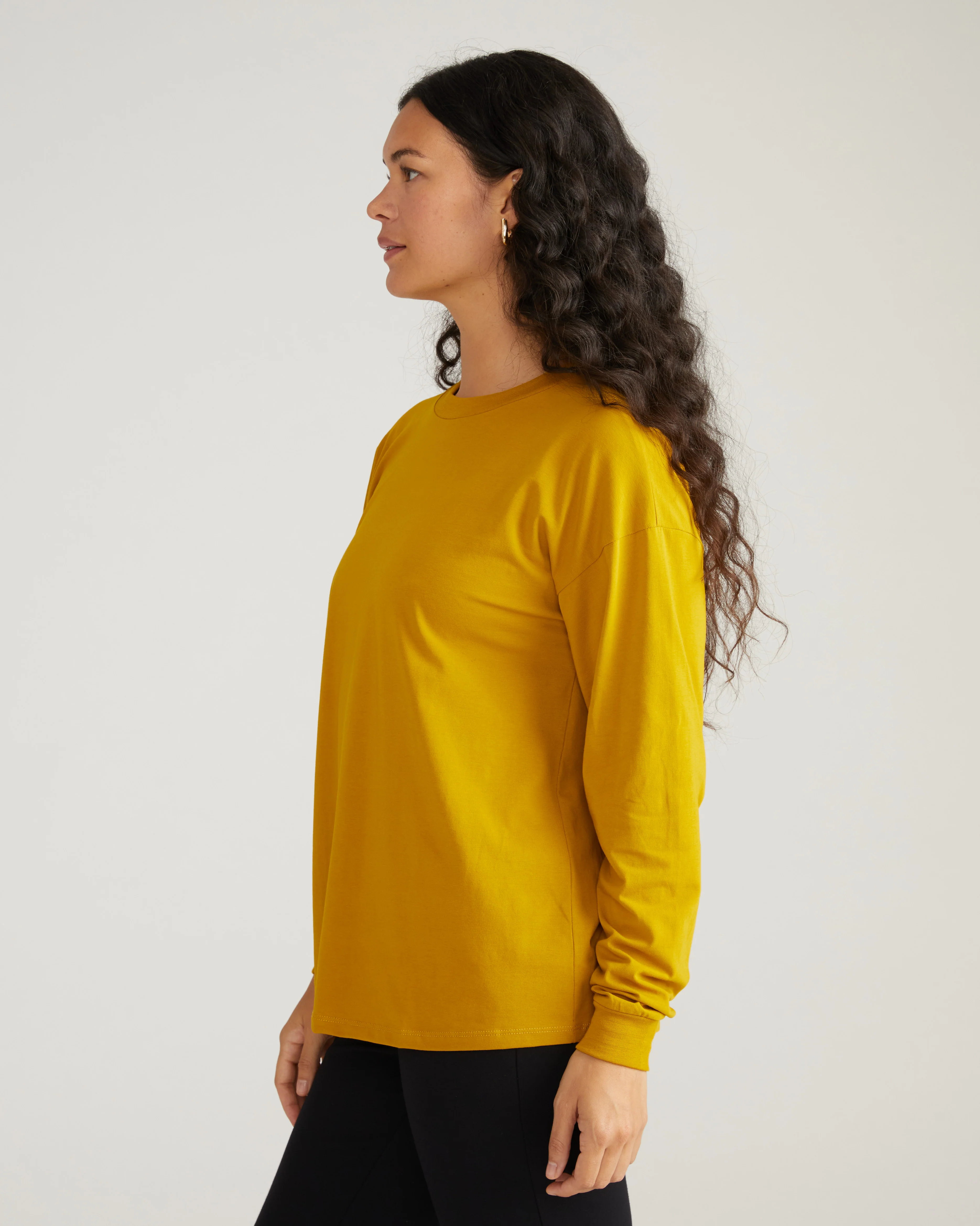 Long Sleeve Relaxed Tee - Mustard - Image 3