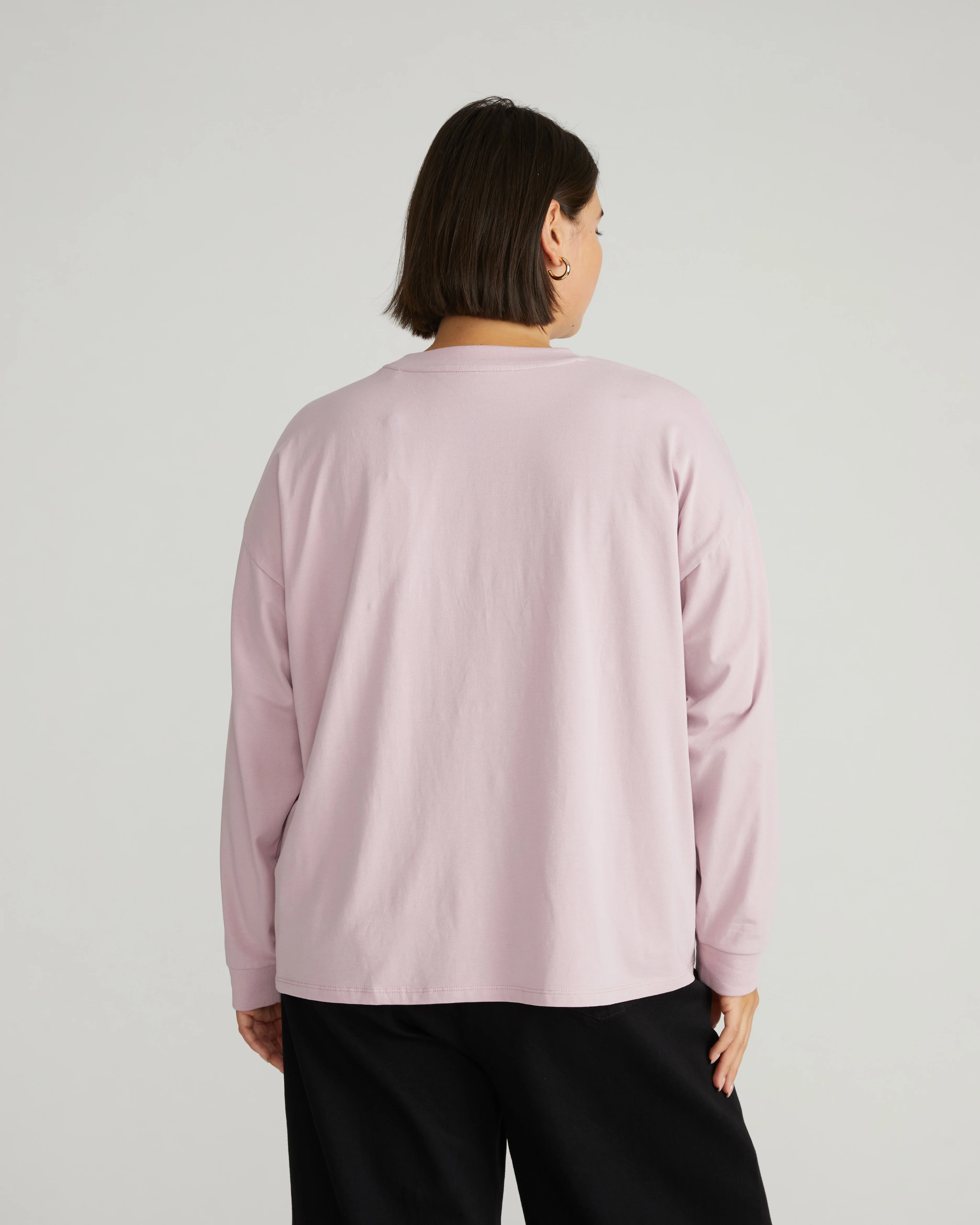 Long Sleeve Relaxed Tee - Pale Mauve - Image 7