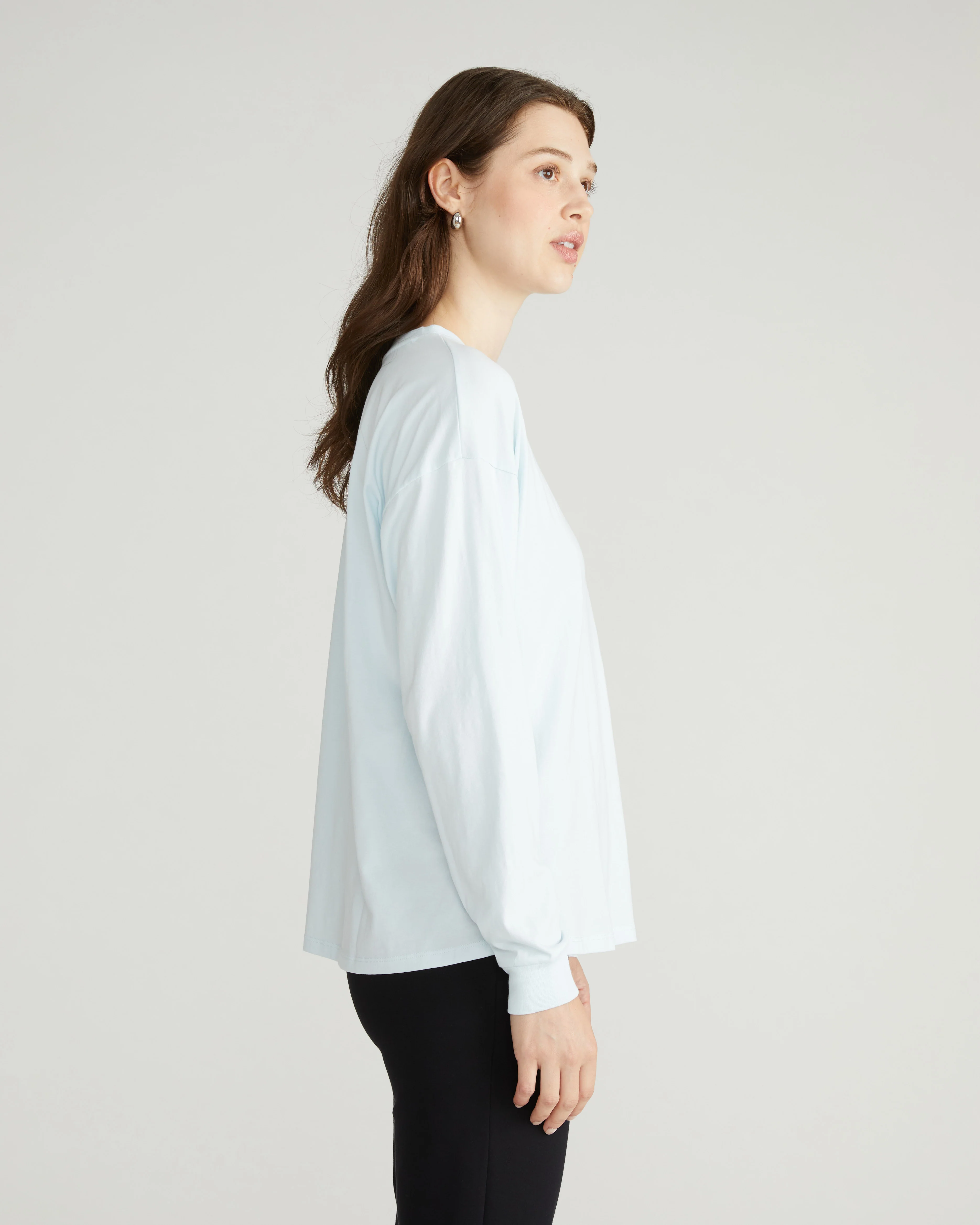 Long Sleeve Relaxed Tee - Silver Blue - Image 2