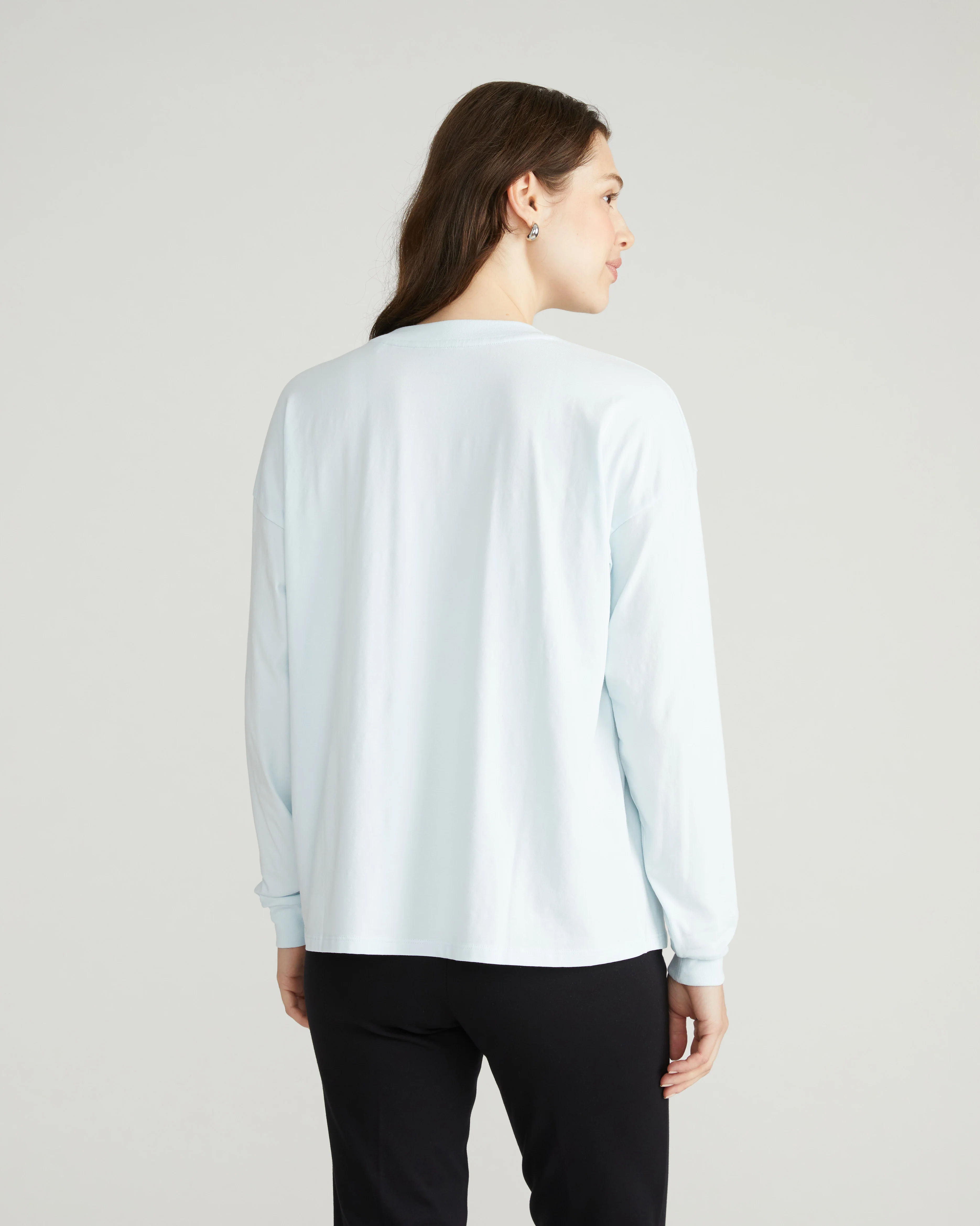 Long Sleeve Relaxed Tee - Silver Blue - Image 3