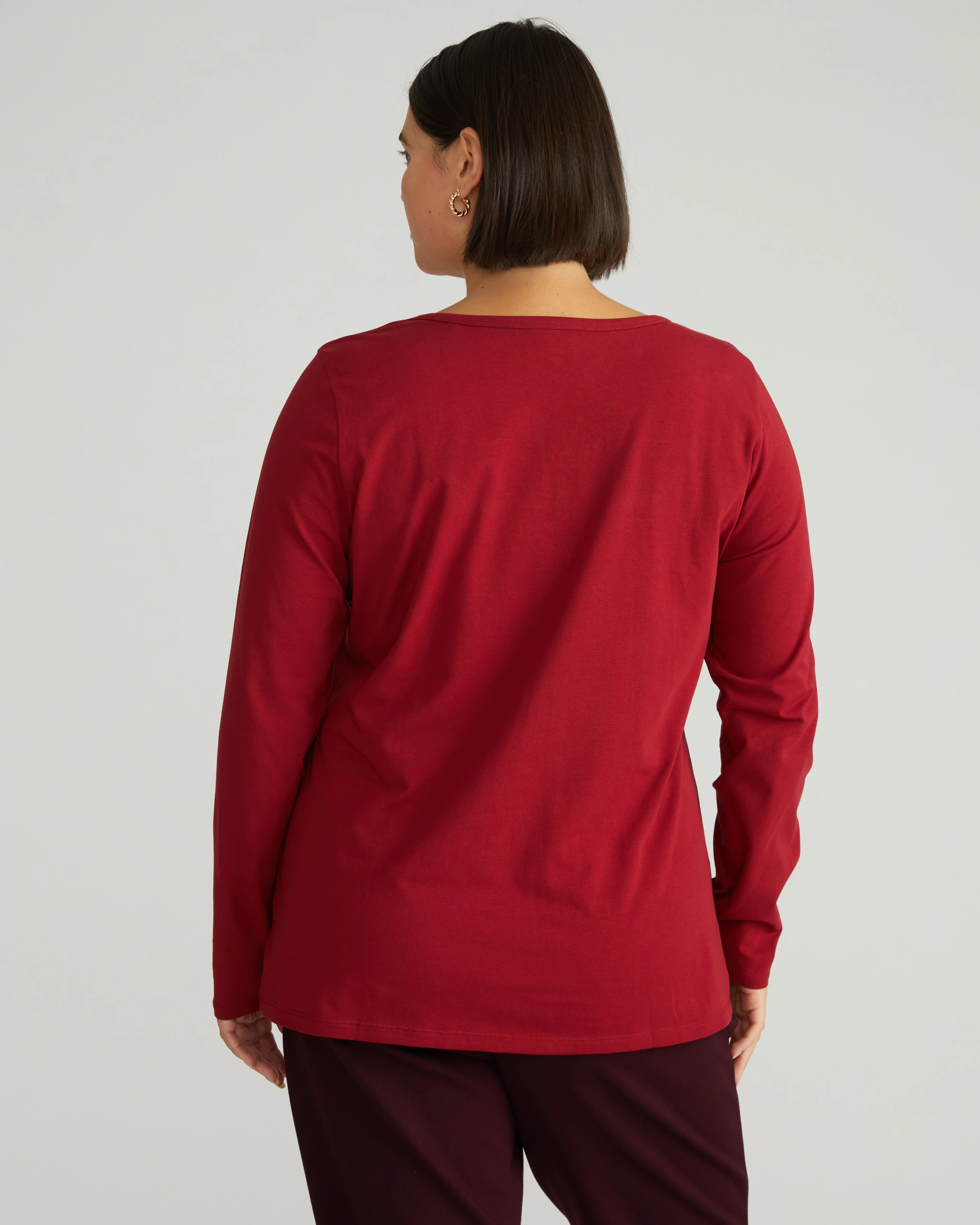 Long Sleeve Square Neck Tee - Garnet - Image 3