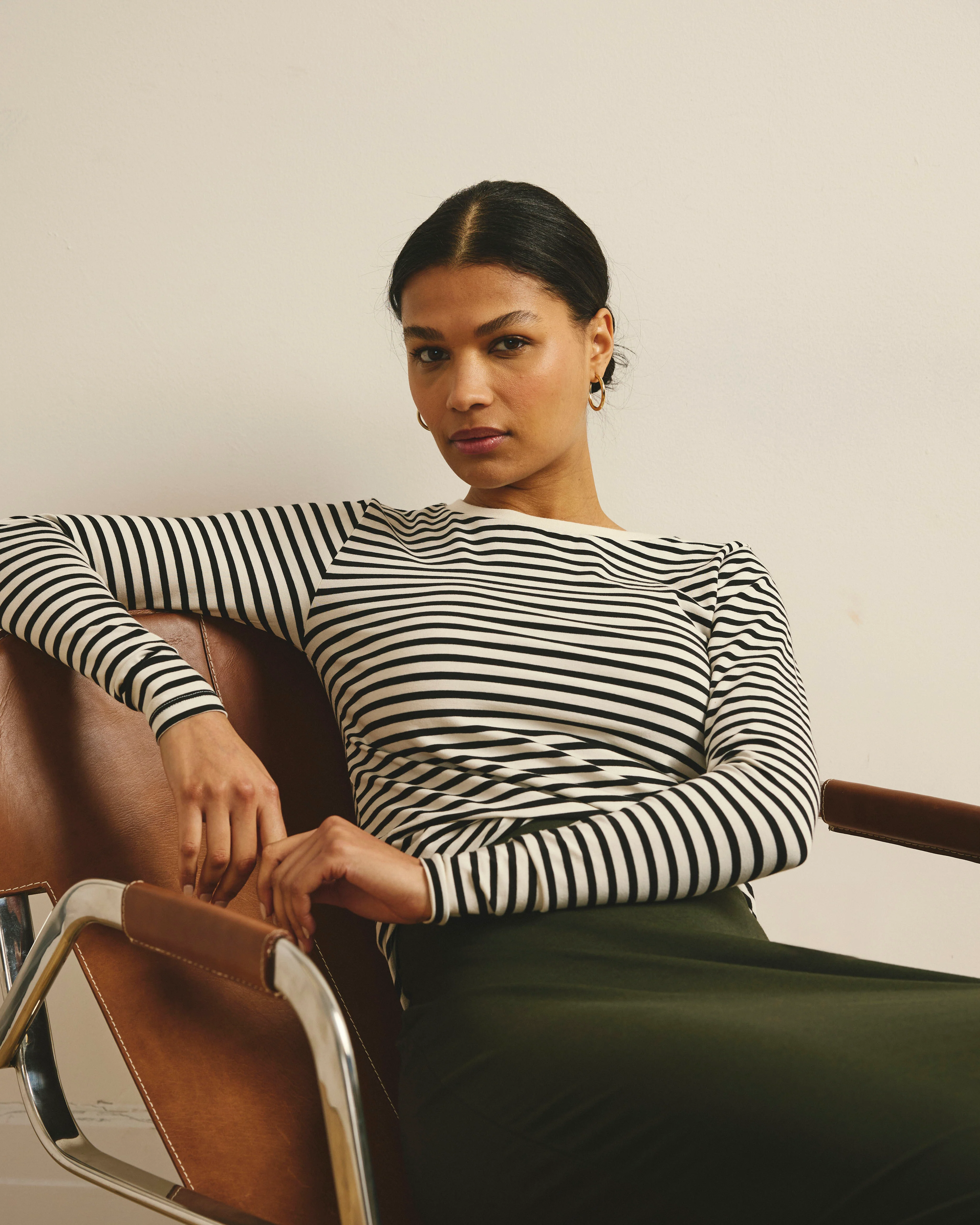 Long Sleeve Tee Rex - Ecru/Black Stripe - Image 2